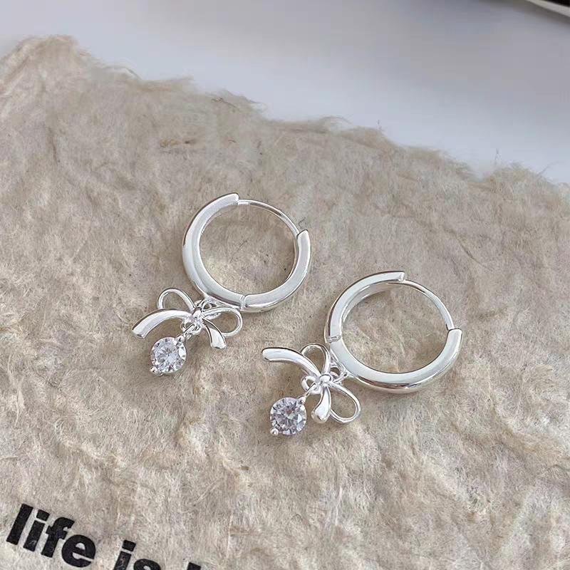 925 Sterling Silver Bowknot Drop Earring Product Image