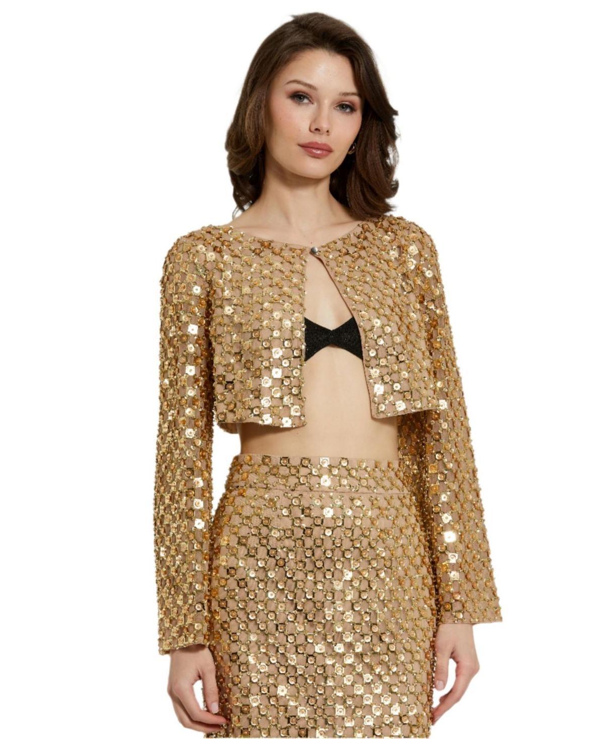 Womens Embellished Georgette Crop Cardigan Product Image