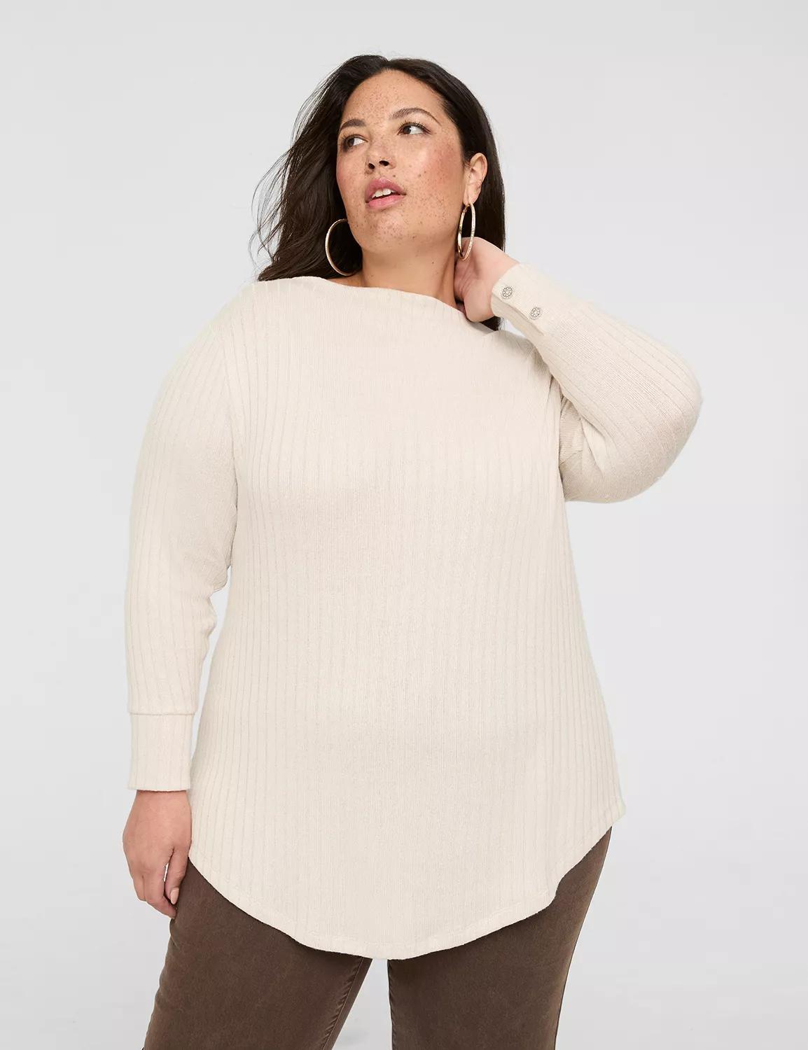 Mock-Neck Button-Cuff Top Product Image