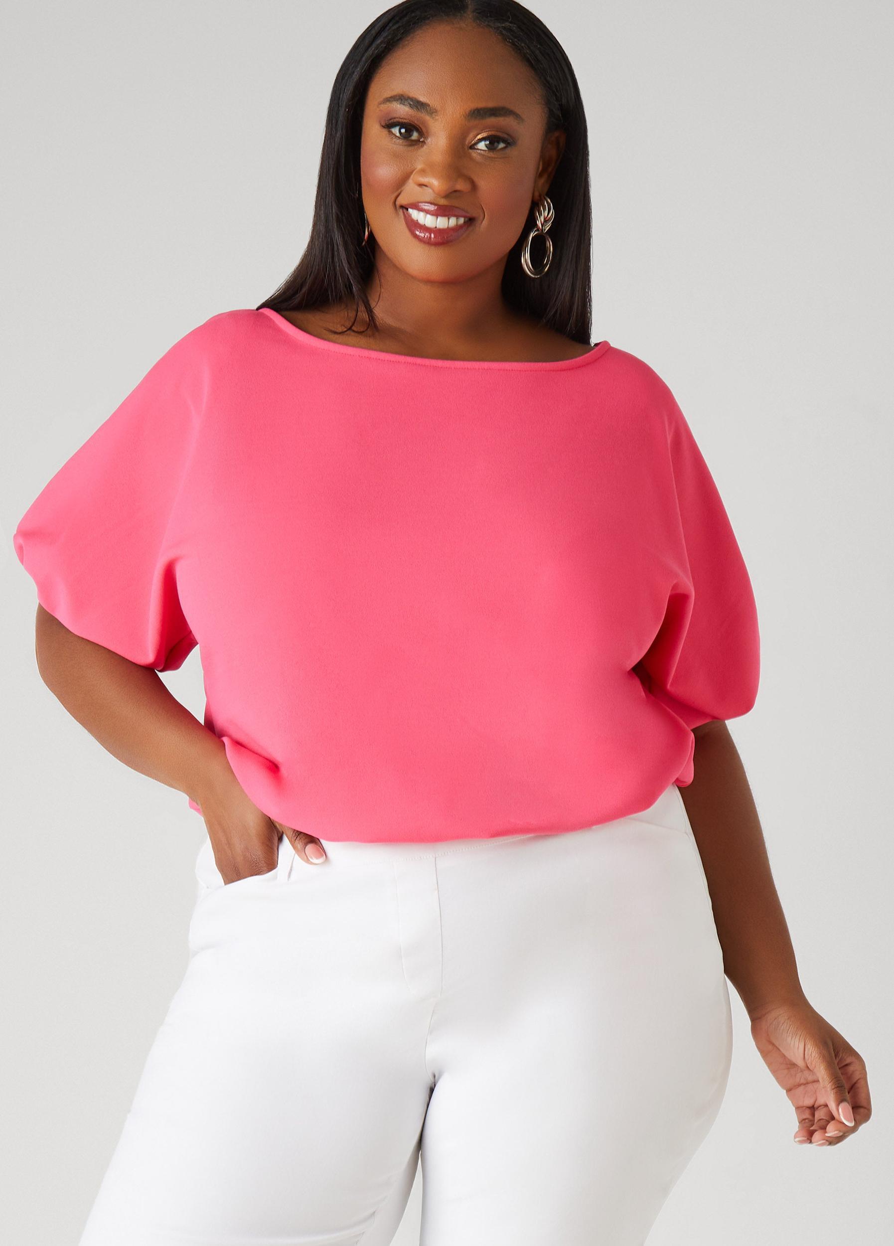 Plus Size Cropped Bubble Top Ashley Stewart Product Image