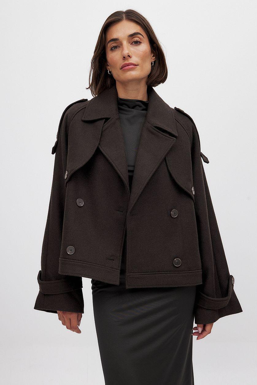 Short Wool Blend Raglan Jacket Product Image