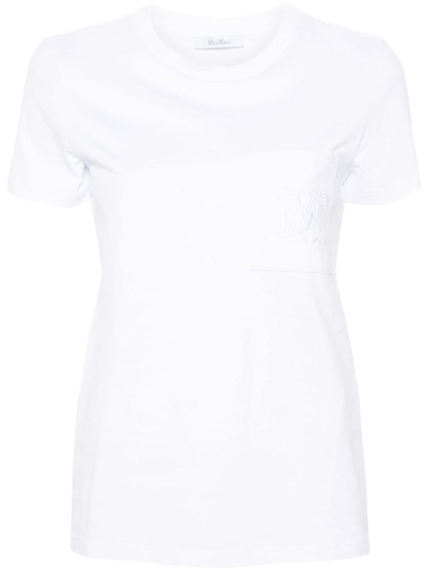 MAX MARA Monogram-embroidered Cotton T-shirt In White Product Image