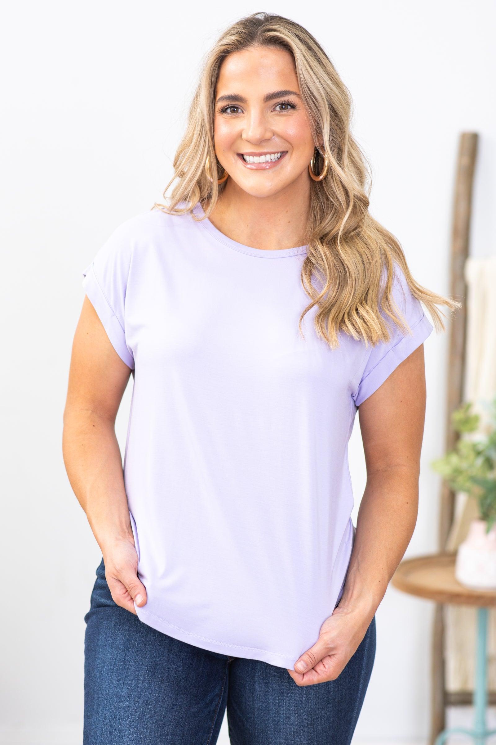 Light Lavender Classic Fit Bamboo Knit Top Product Image