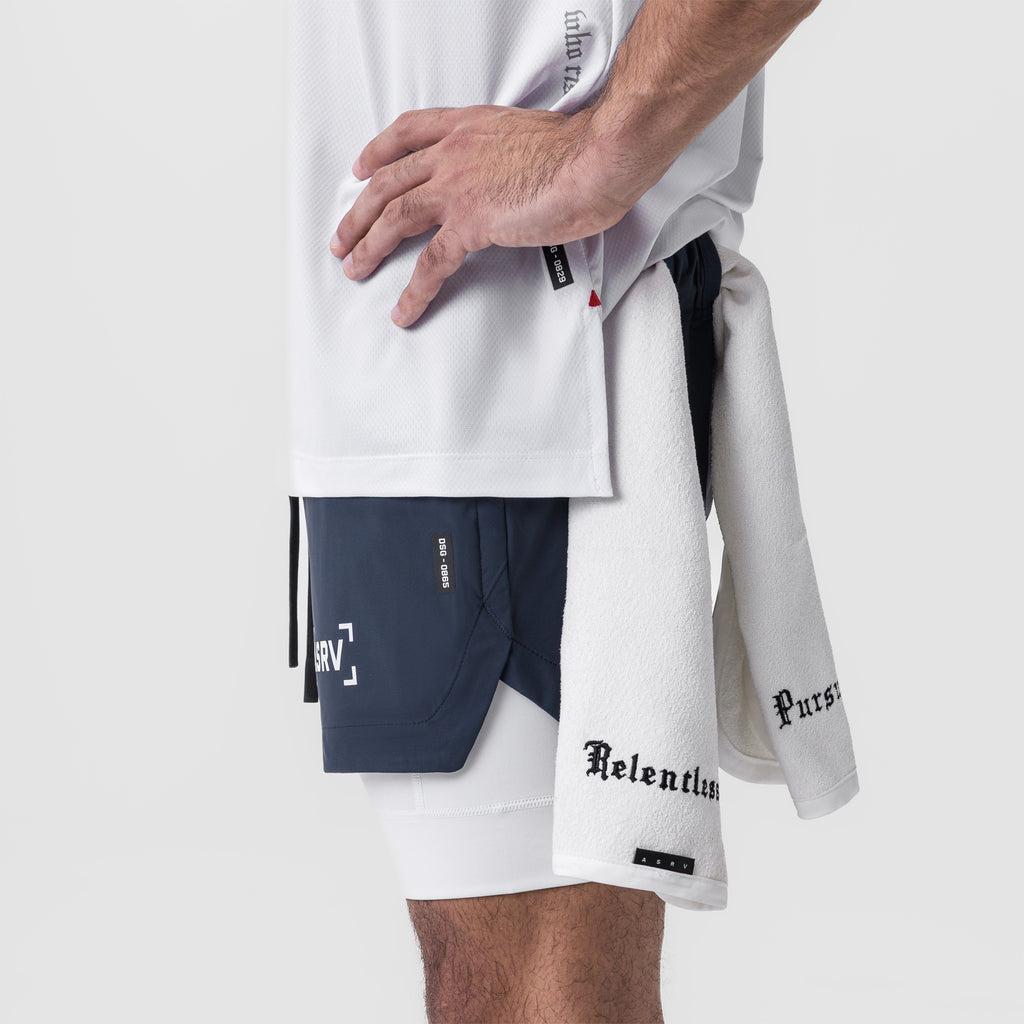 0865. Tetra-Lite® 5" Liner Short - Navy "Bracket"/White Male Product Image