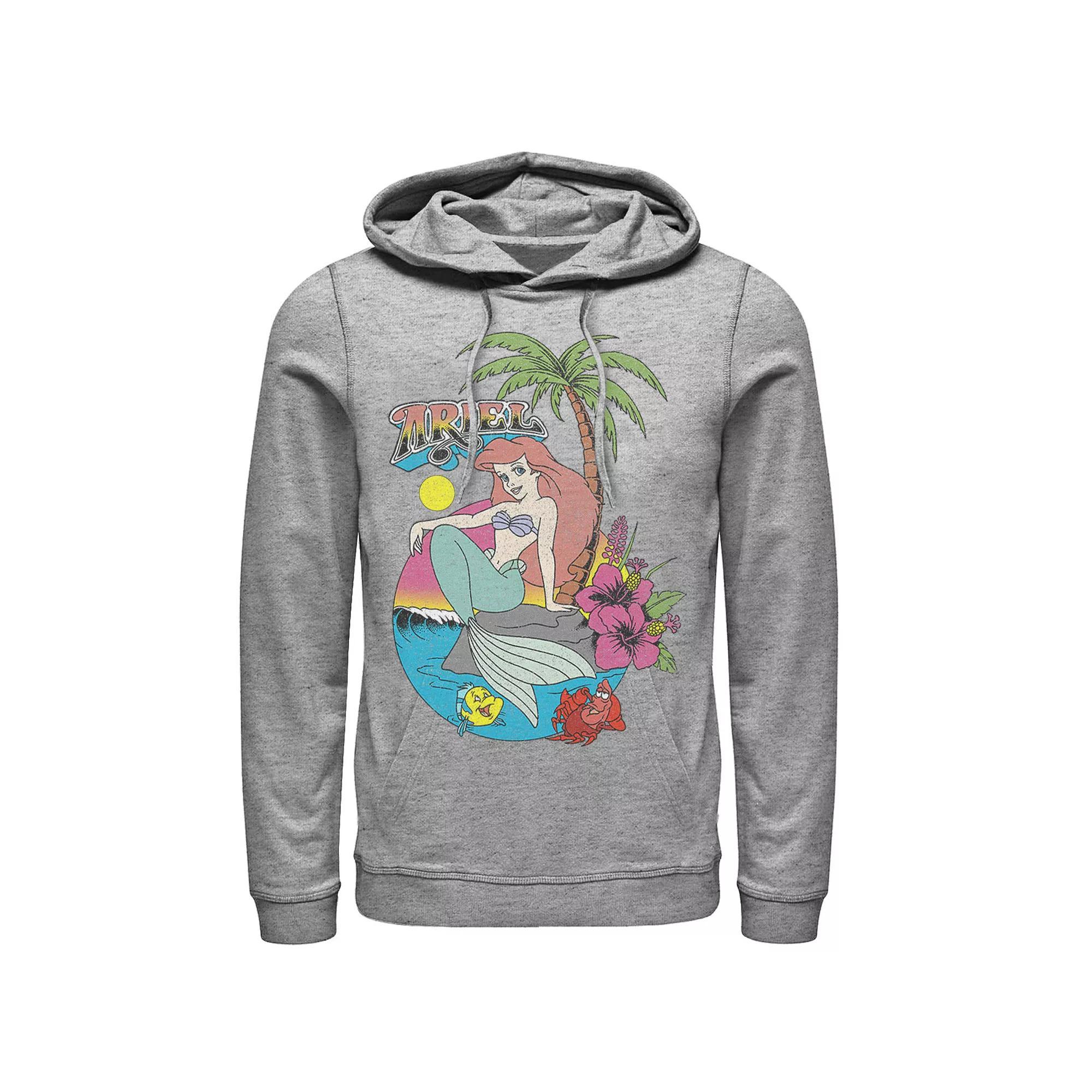 Disney's The Little Mermaid Distressed Ariel Logo Men's Pullover Hoodie, Size: 3XL, Athletic Grey Product Image