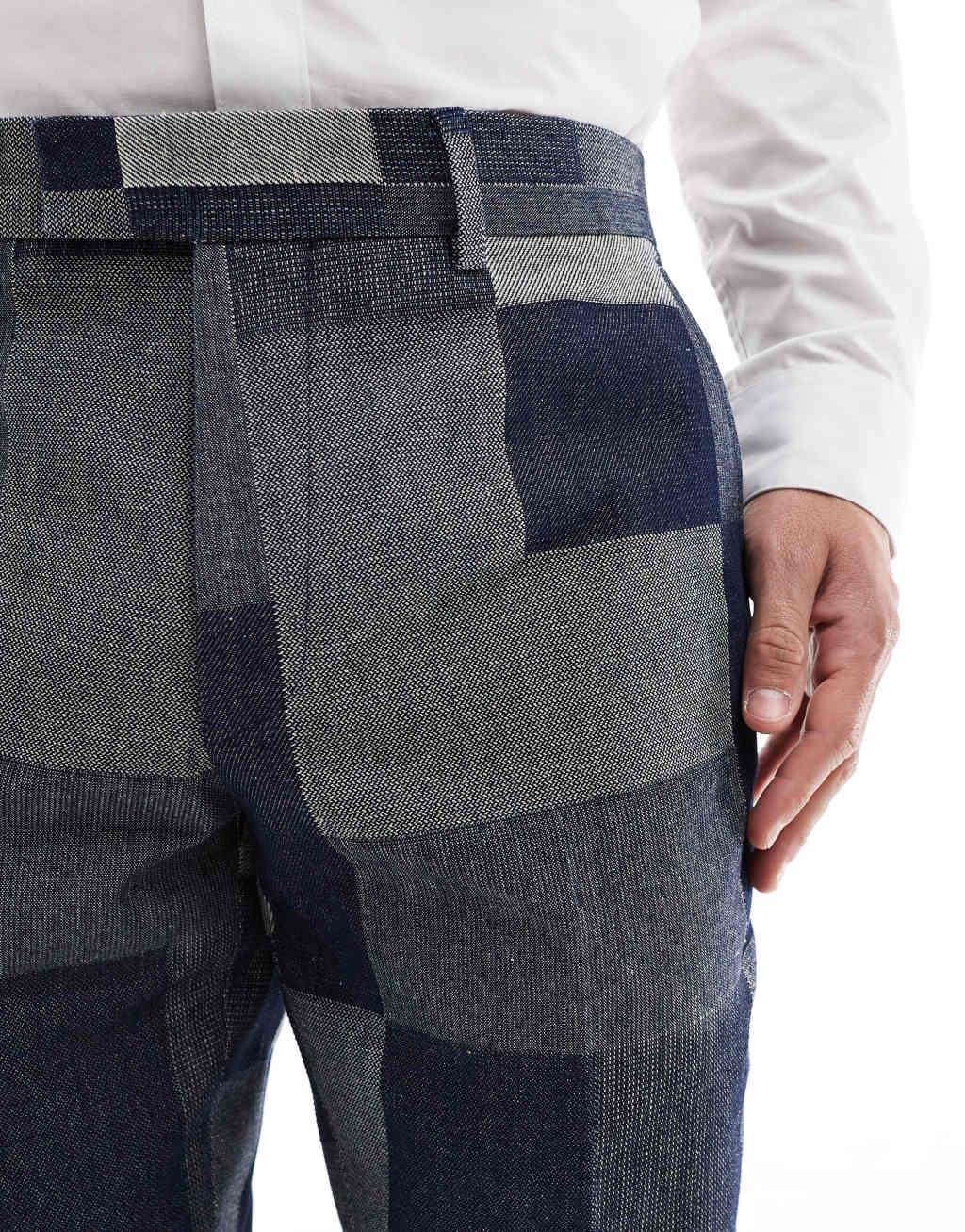 Twisted Tailor suit pants in denim patch - part of a set Product Image