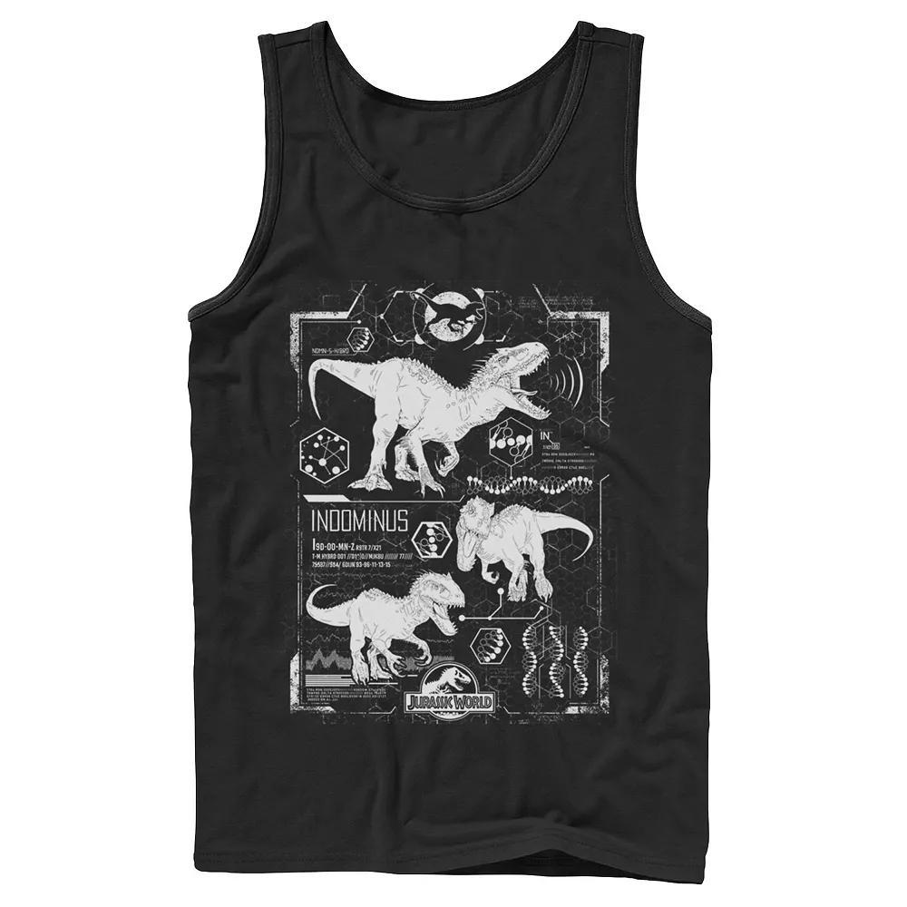 Men's Jurassic World Indominus Rex Green Schematic Tank Top,  Product Image