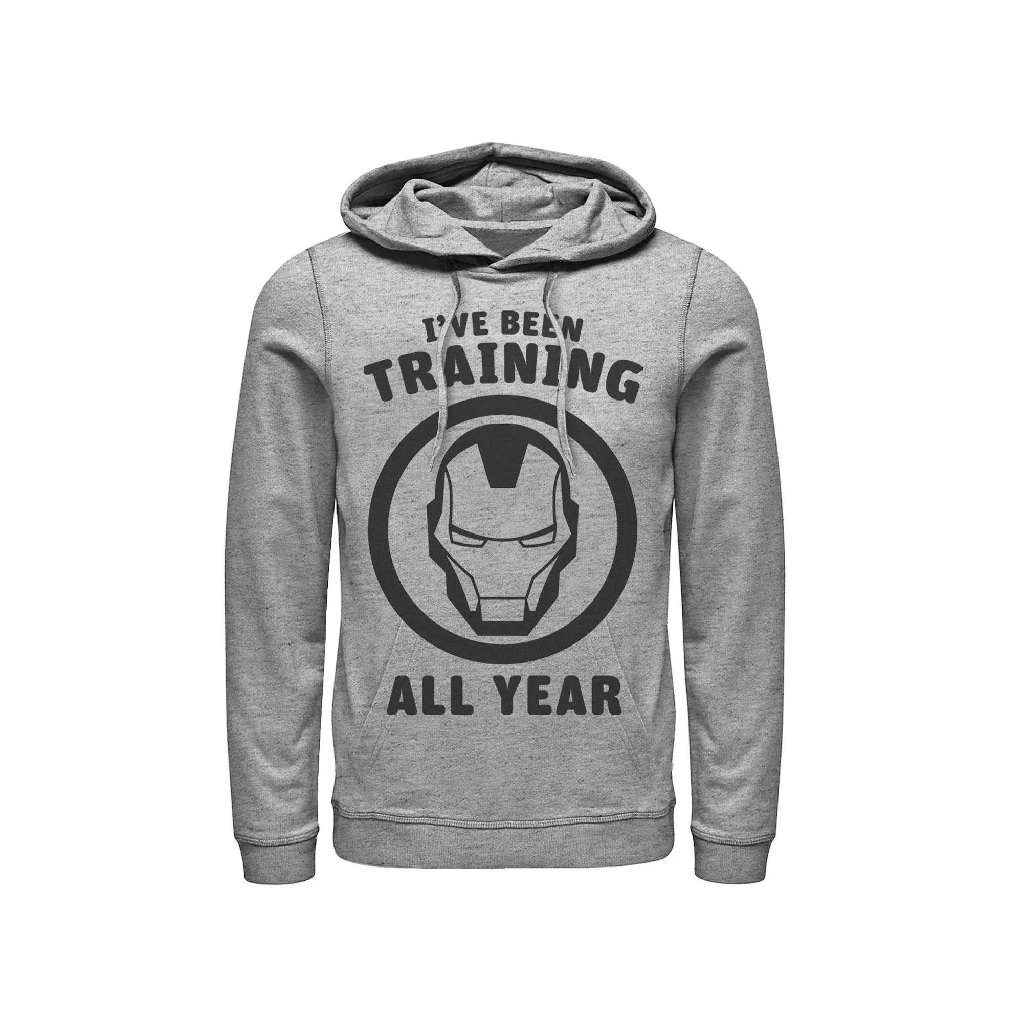 Men's Marvel Avengers Iron Man I've Been Training All Year Logo Hoodie, Size: Small, Athletic Grey Product Image