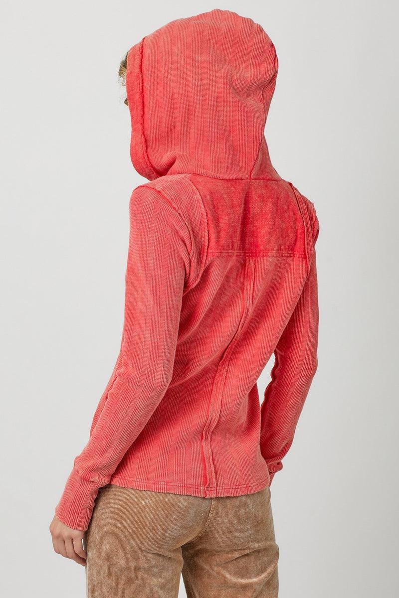 Washed Thermal Hoodie Top Product Image