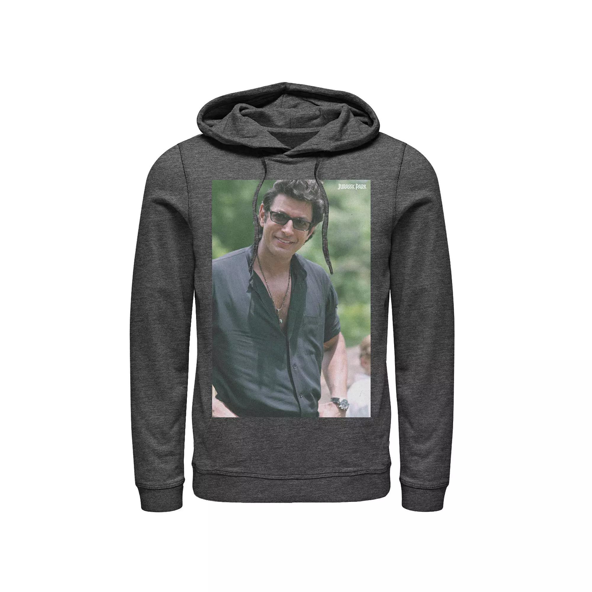 Men's Jurassic Park Jeff Goldblum Smile Poster Style Pullover Hoodie, Size: Small, Grey Heather Product Image