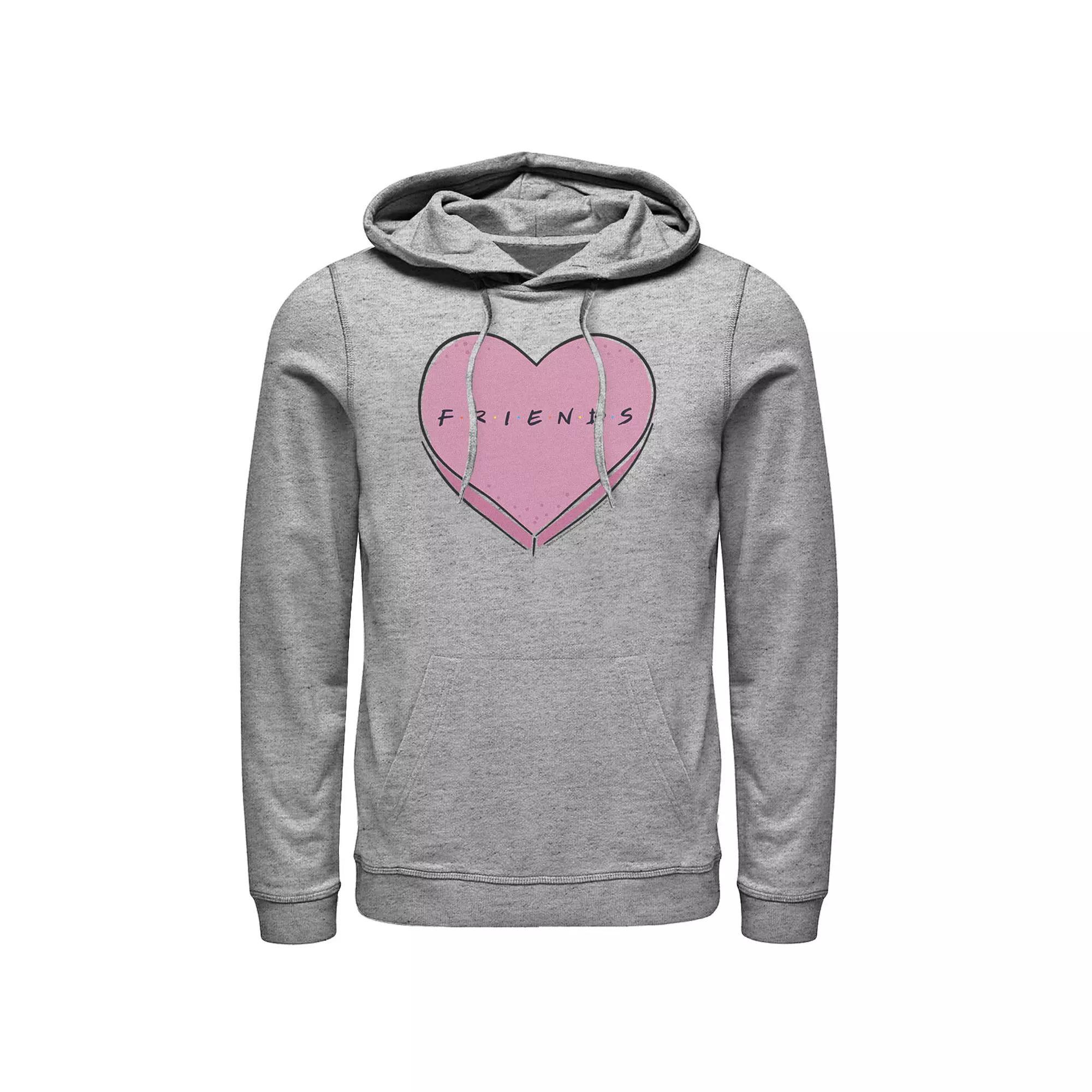 Men's Friends Valentine's Day Candy Heart Logo Hoodie, Size: Large, Athletic Grey Product Image