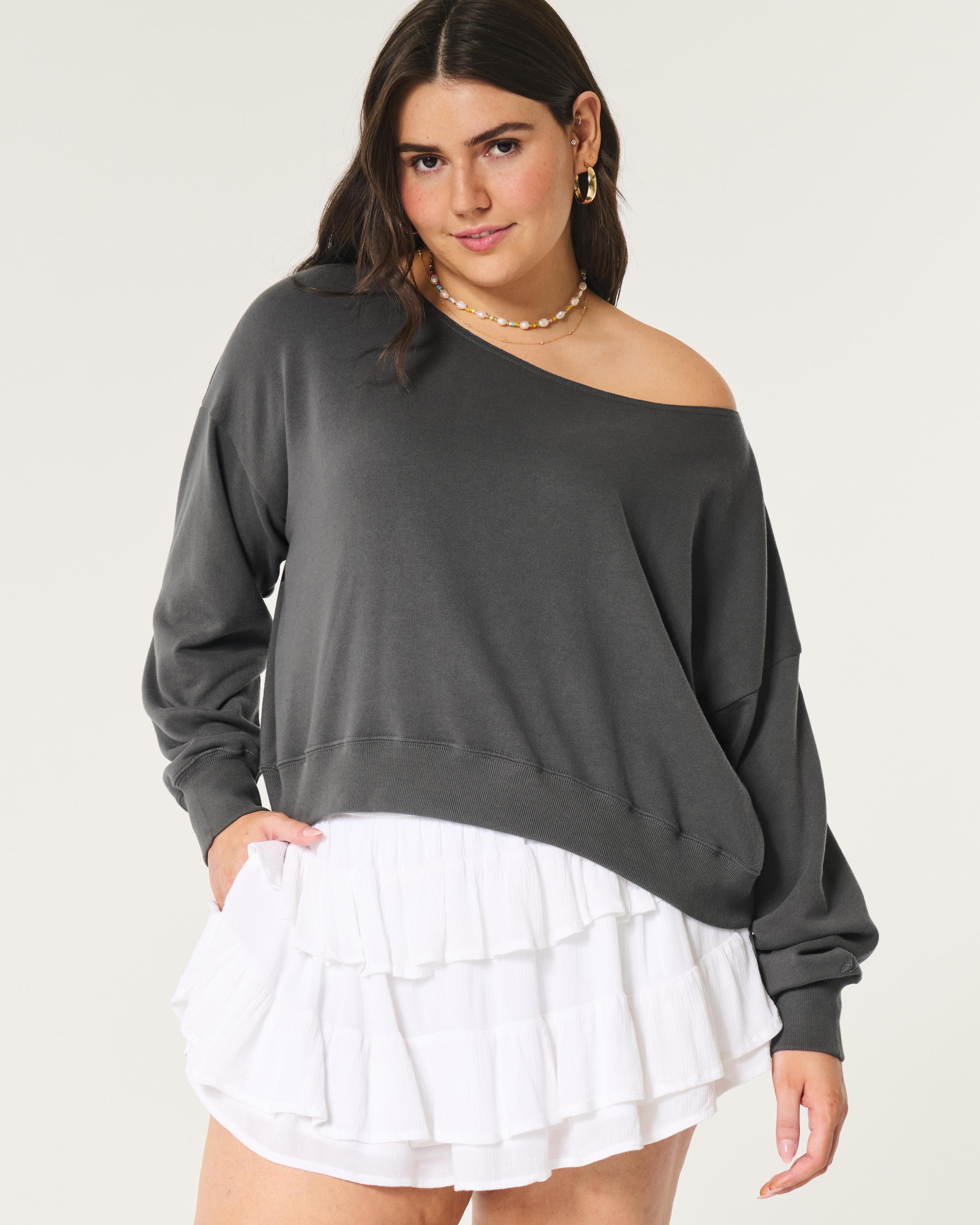 Easy Off-the-Shoulder Terry Sweatshirt Product Image