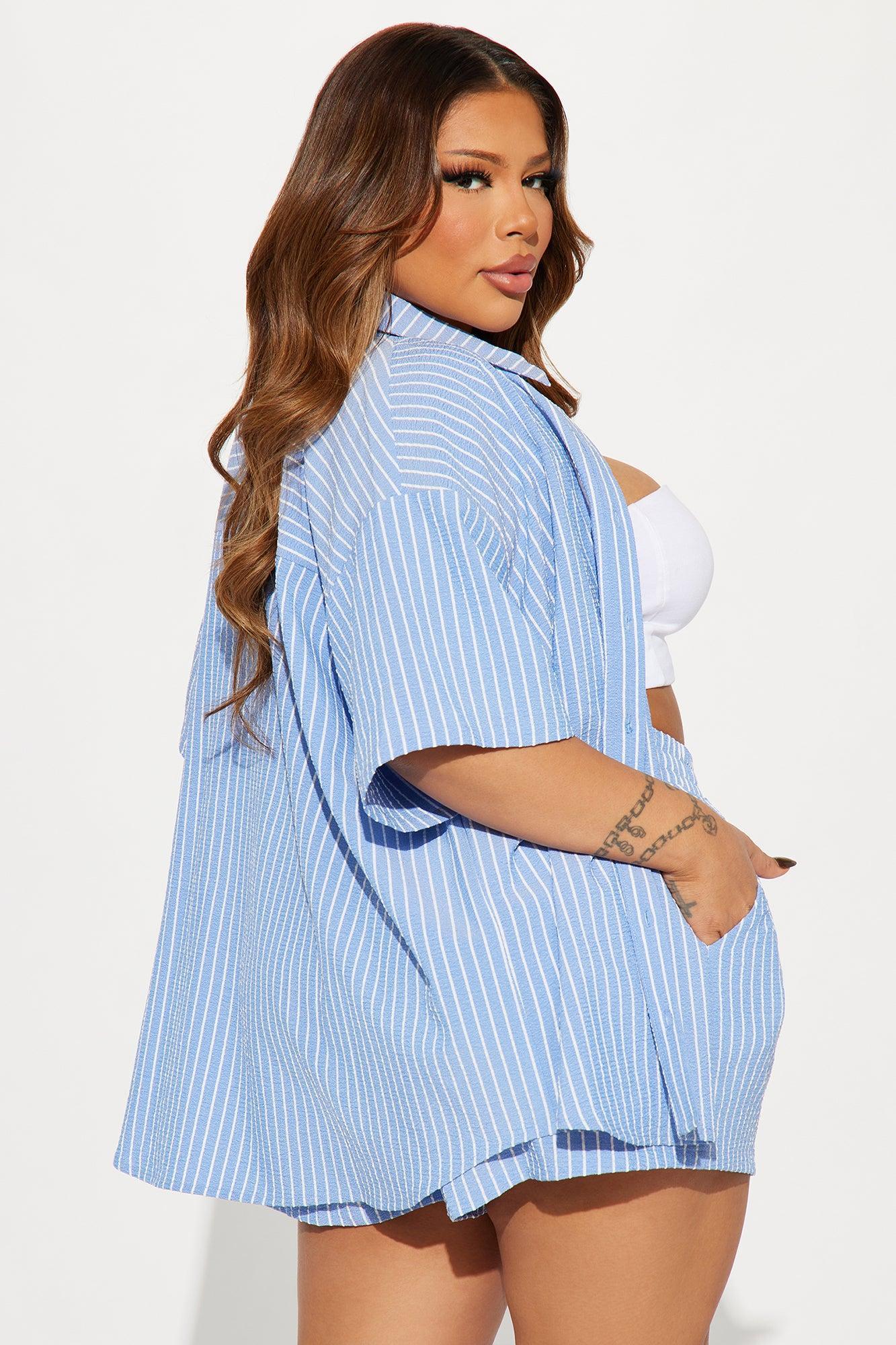 Lily Striped Short Set - Blue Product Image