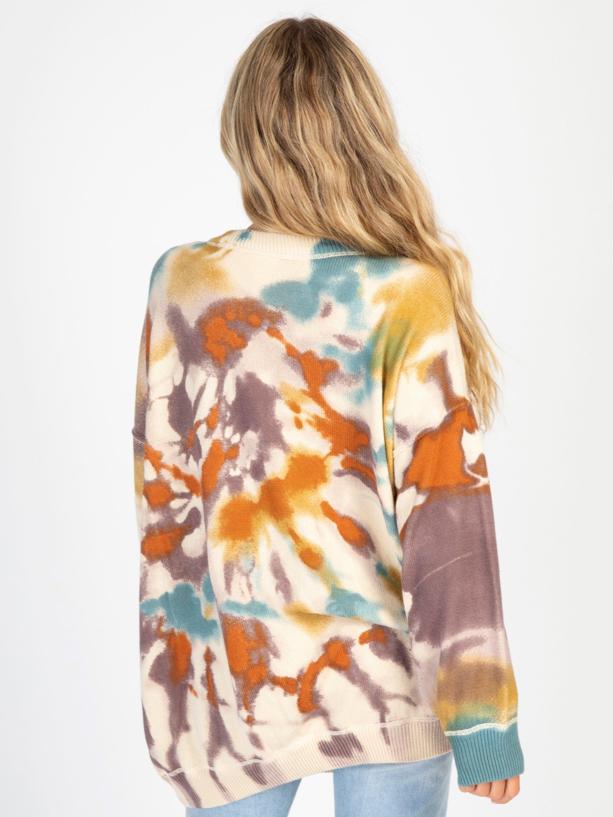 Taylor Oversized Cotton Sweater - Sunset Tie-Dye Product Image