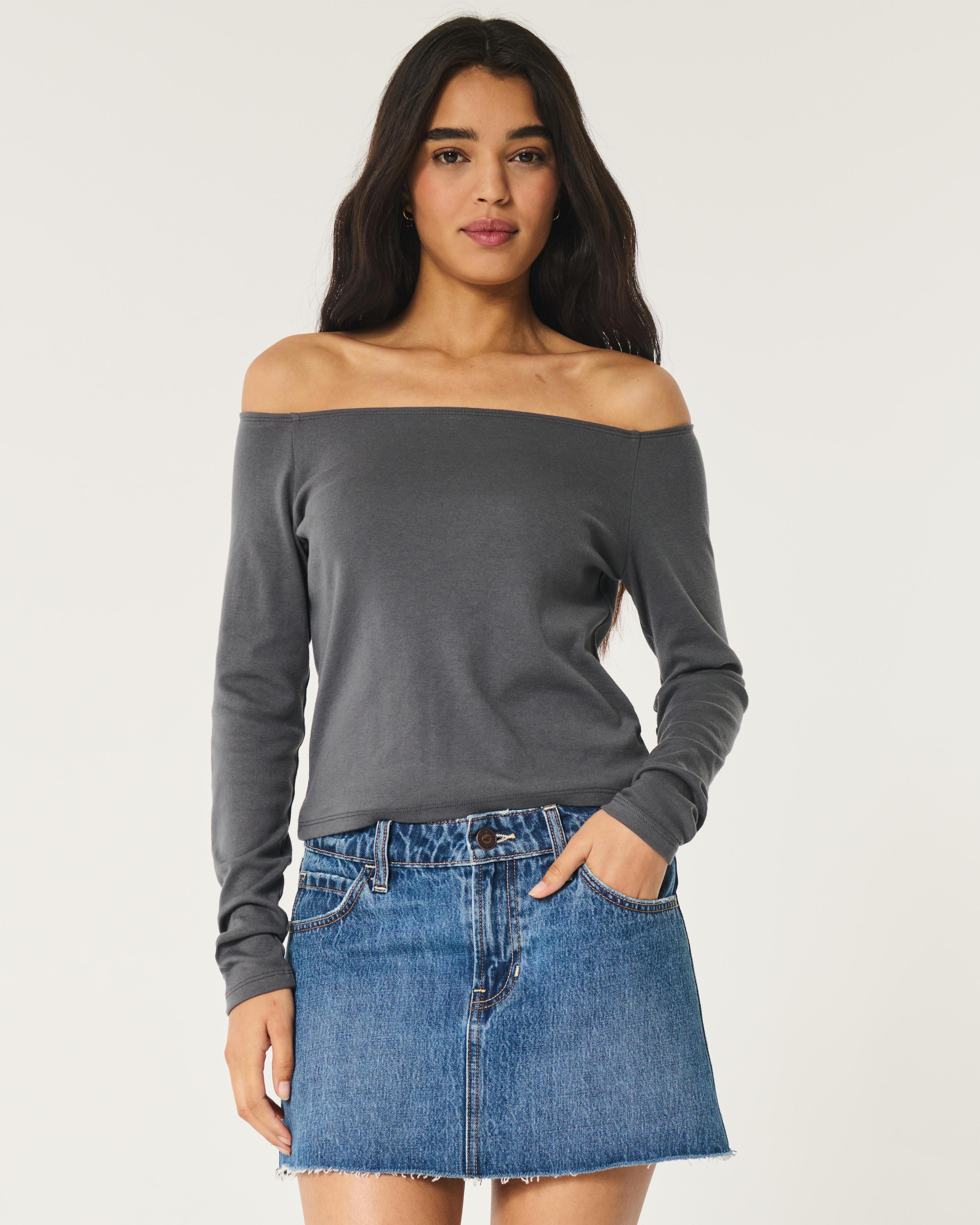 Long-Sleeve Off-the-Shoulder Top Product Image