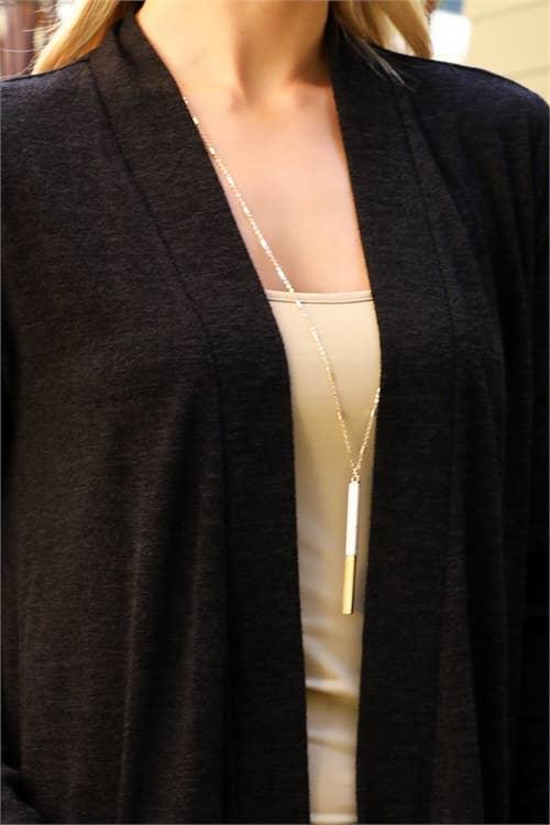 Solid Front Pockets Open Cardigan Product Image