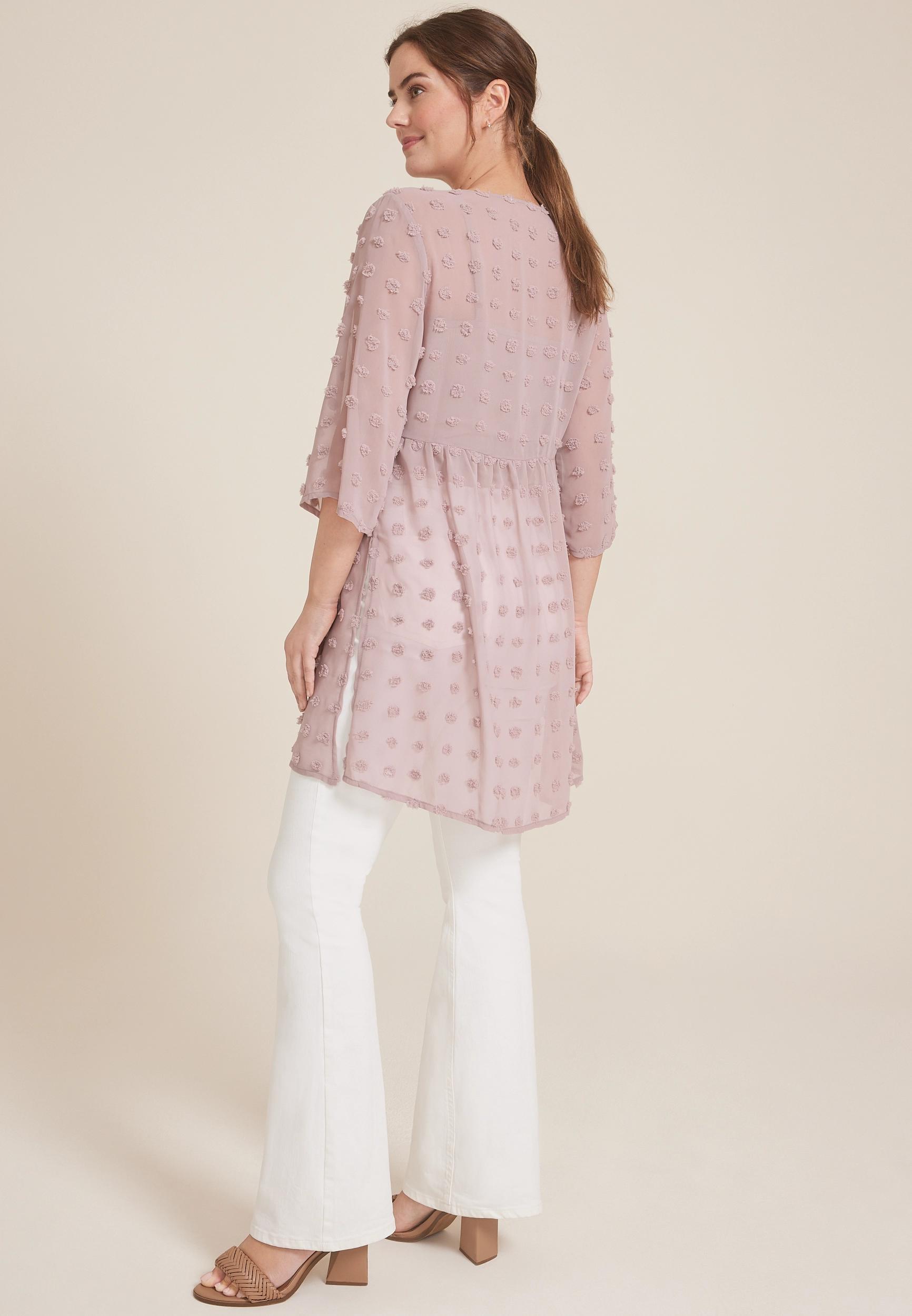 Clip Dot Tie Waist Kimono Product Image