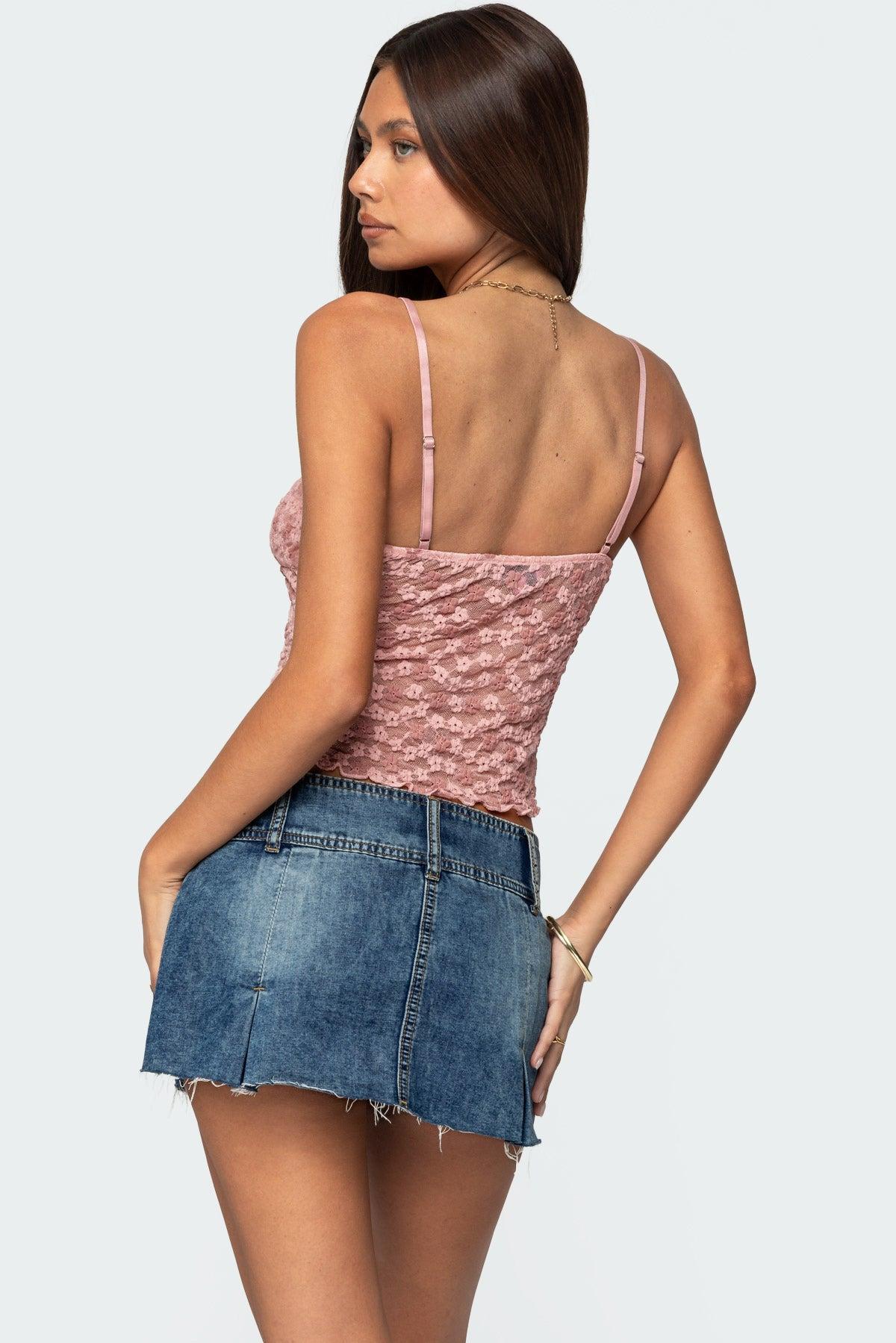 Floral Textured Lace Tank Top Product Image