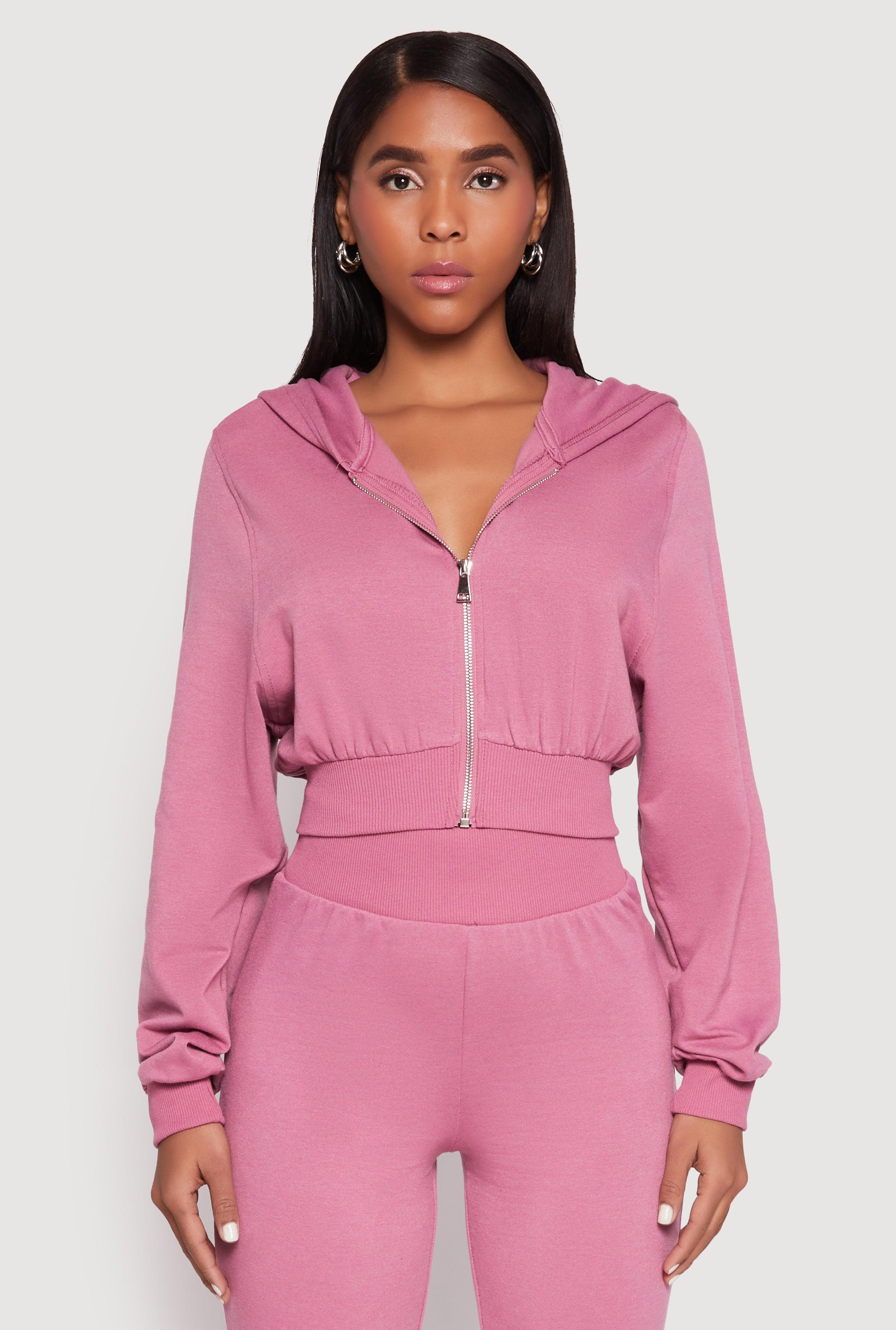 Womens Zip Front Cropped Hoodie Product Image