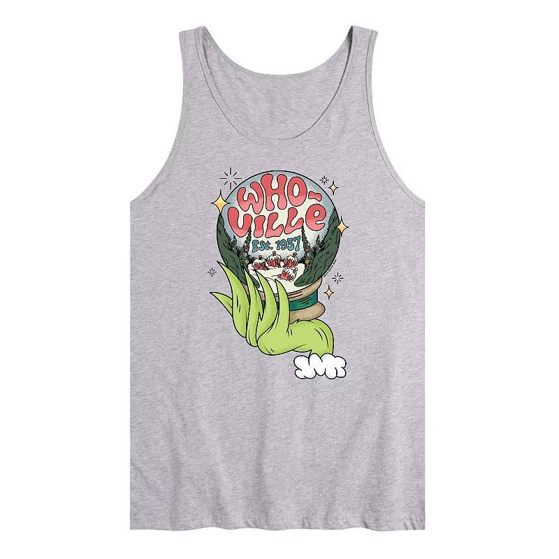 Mens Dr. Seuss The Grinch Whoville Globe Graphic Tank Top Grey Gray Product Image