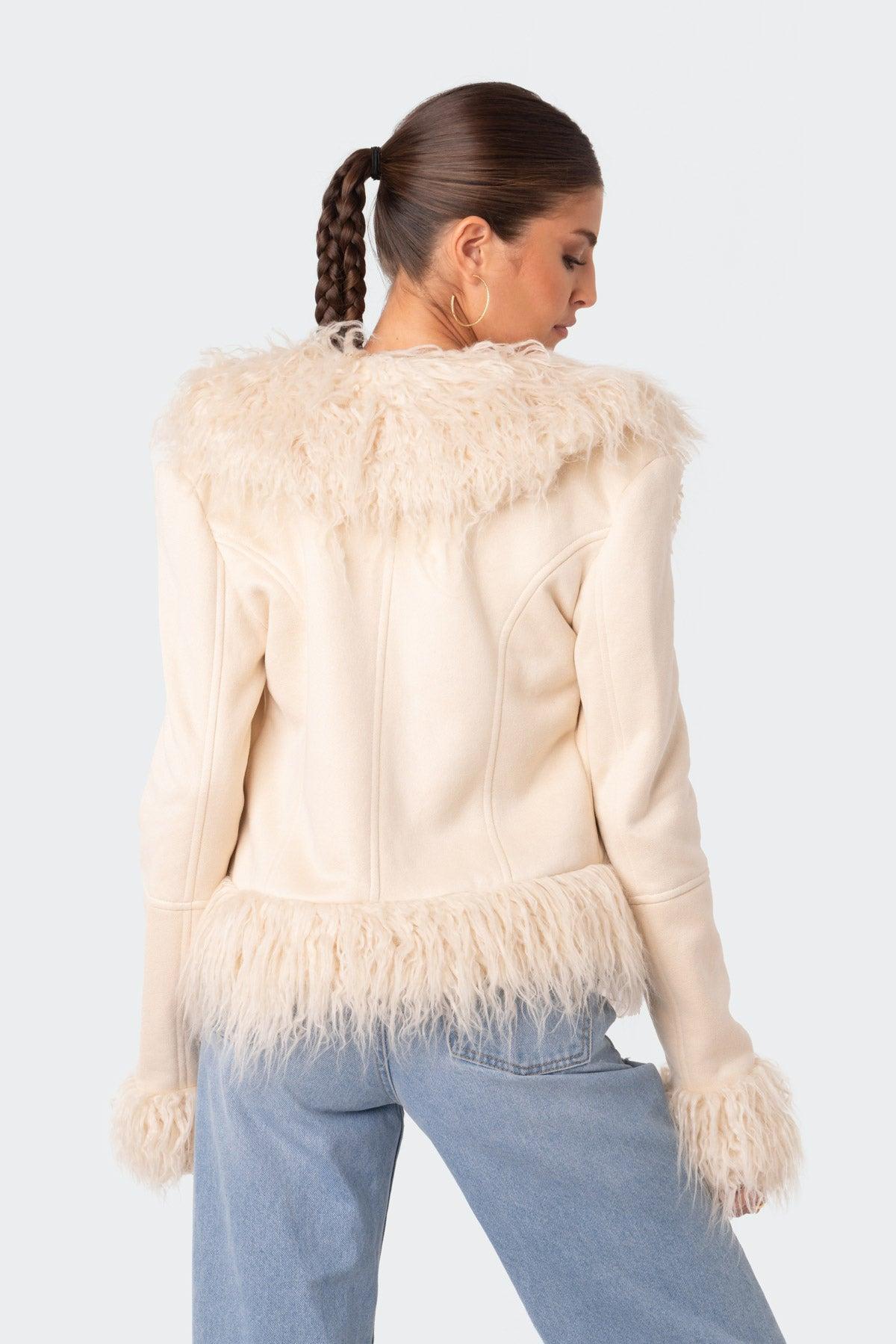 Faux Fur Trim Coat Product Image