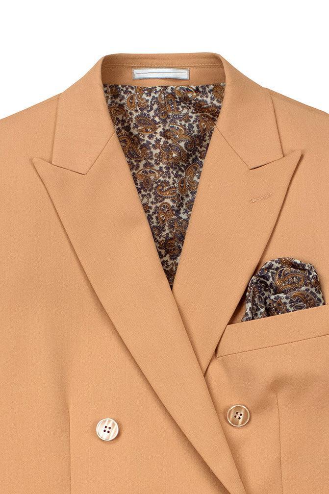 Peach Slim Fit Double Breasted 2 Piece Suit with Flexible Elastic Waistband Product Image