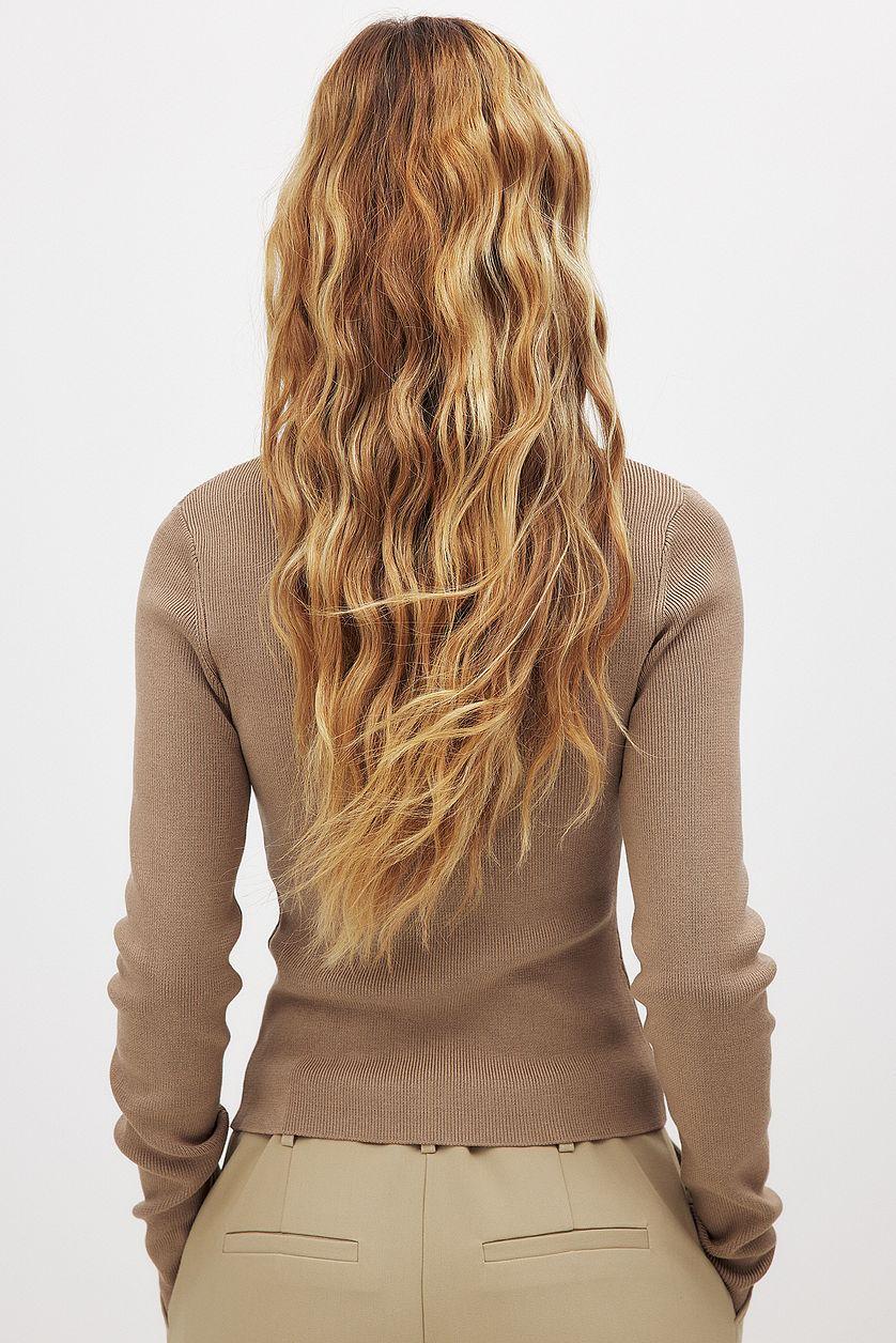 Ribbed Knitted Round Neck Top Product Image