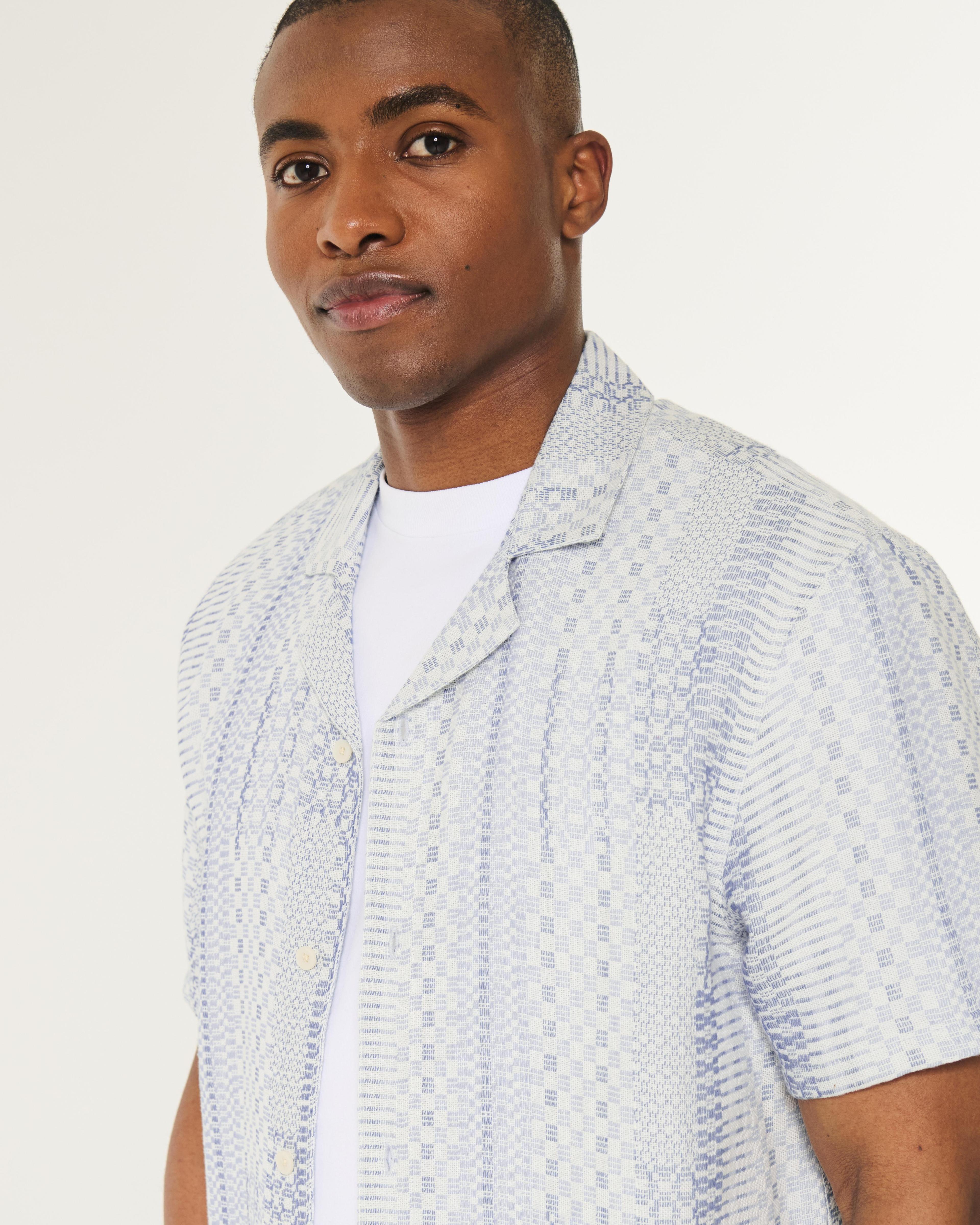 Boxy Short-Sleeve Textured Shirt Product Image