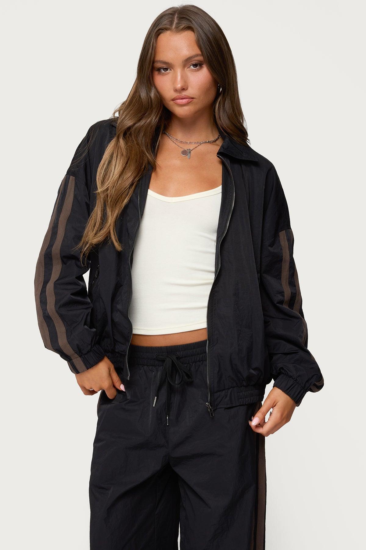 Kieran Stripey Nylon Track Jacket Product Image