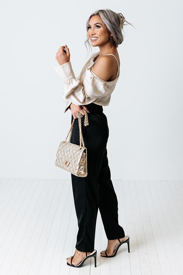 Defined Bliss Satin Pants In Black Product Image