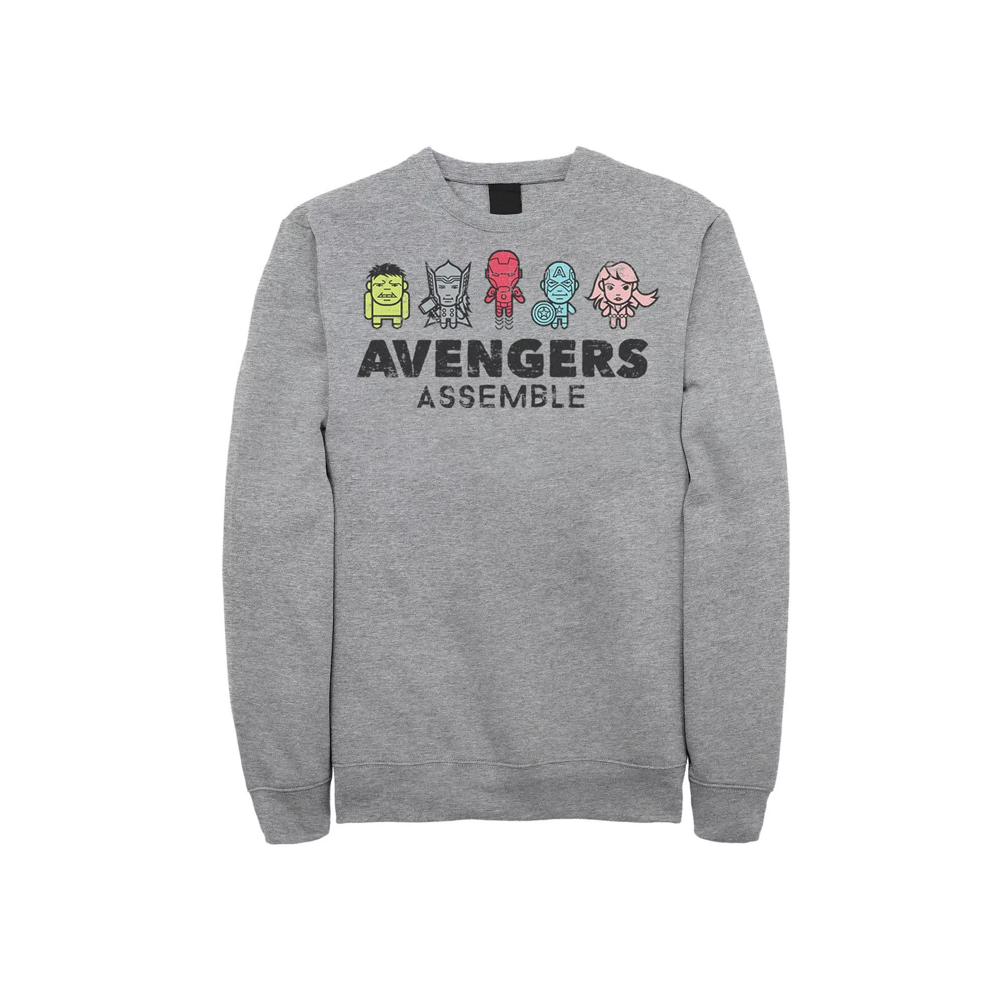 Men's Men's Marvel Avengers Assemble Kawaii Characters Sweatshirt Sweatshirt, Size: XL, Athletic Grey Product Image
