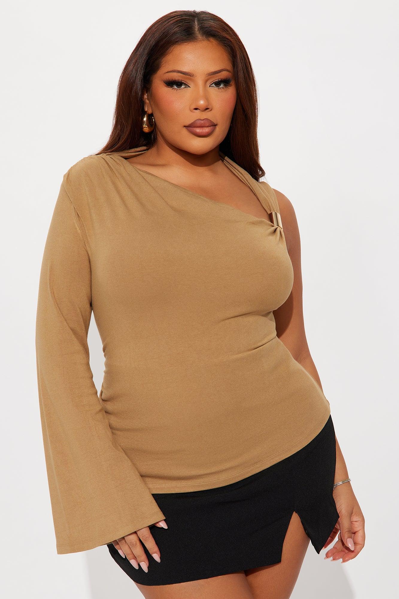 Etta Long Sleeve Ruched Top - Mocha Female Product Image