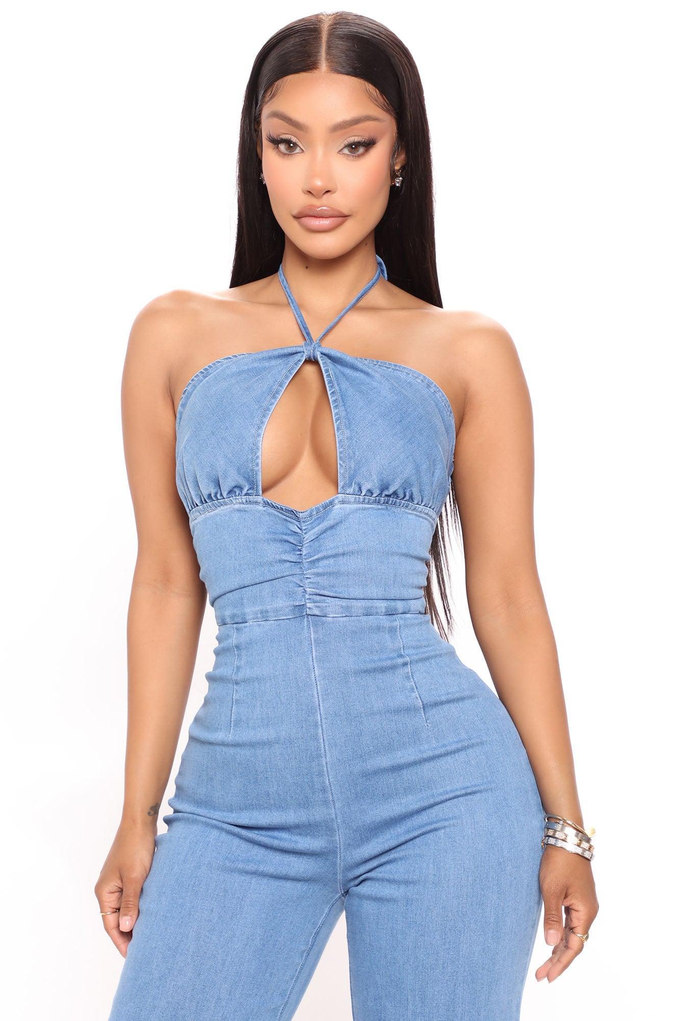 Cut It Out Denim Jumpsuit - Denim Product Image
