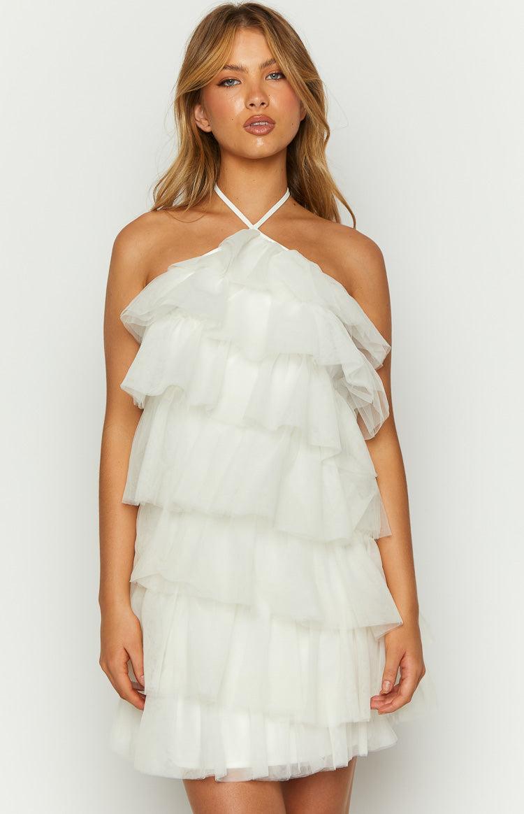 She's Here White Ruffle Mini Dress Product Image