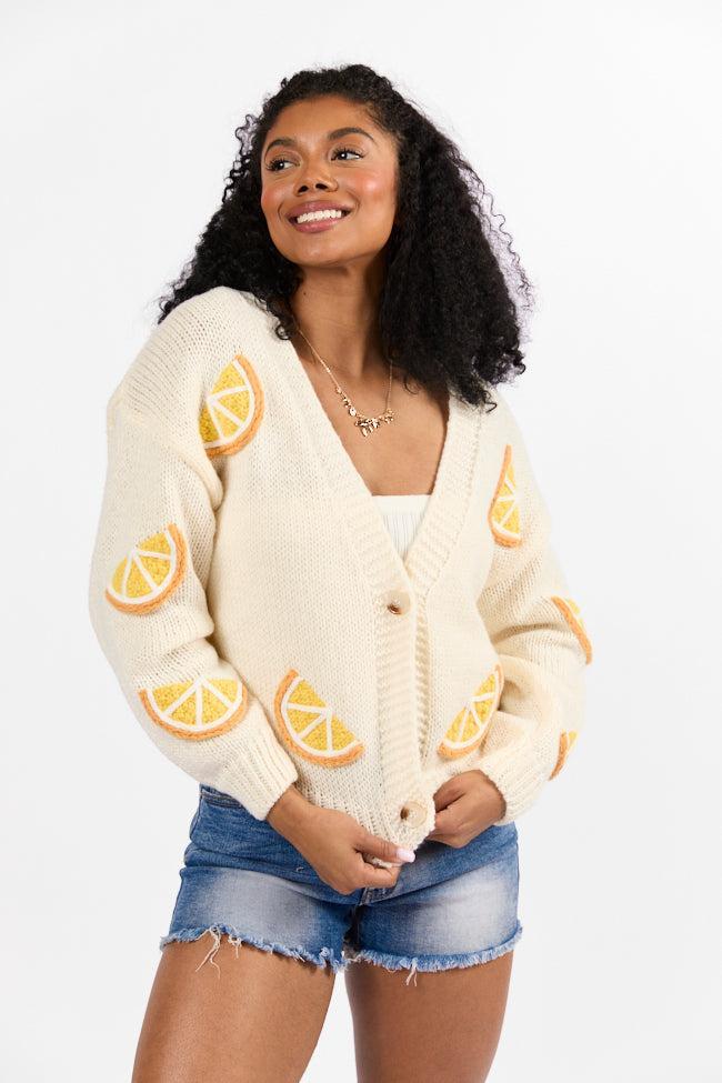 When Life Gives You An Ivory Lemon Slice Cardigan Product Image