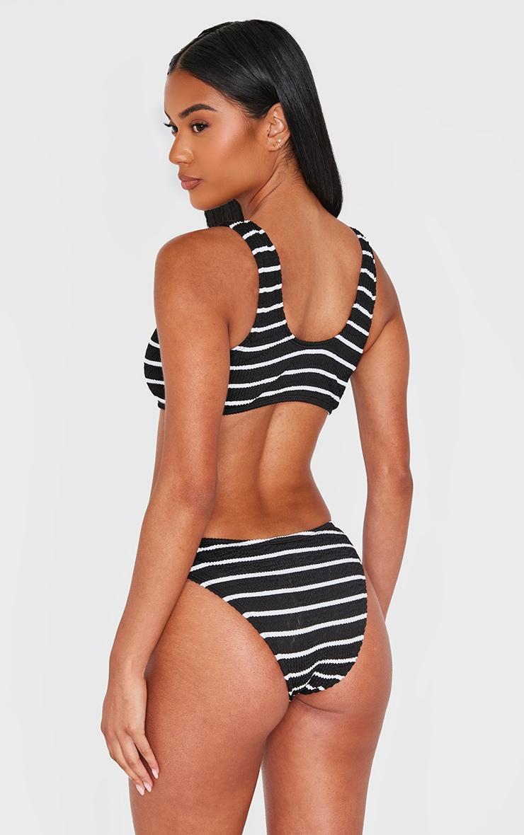 Black Striped Crinkle Square Neck Bikini Top Product Image