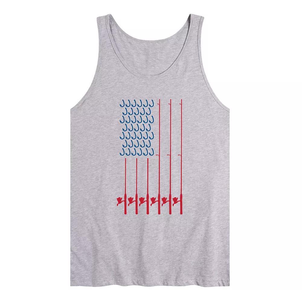 Men's Fishing Pole Americana Flag Graphic Tank Top,  Product Image
