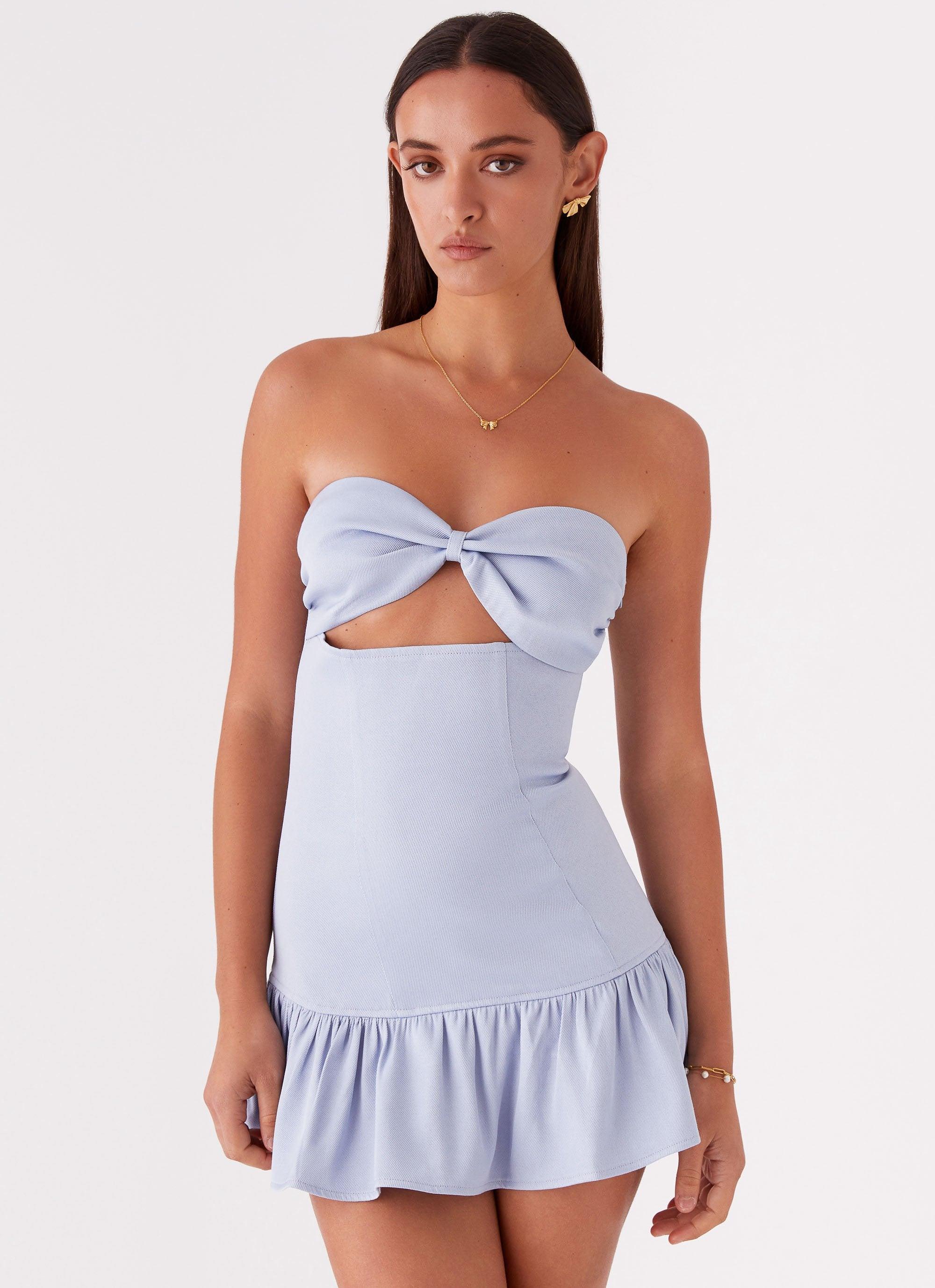 Gigi Frill Mini Dress - Blue Product Image