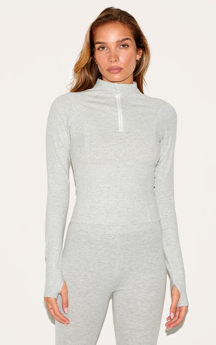 Ash Grey Sculpt Quarter Zip Gym Top Product Image