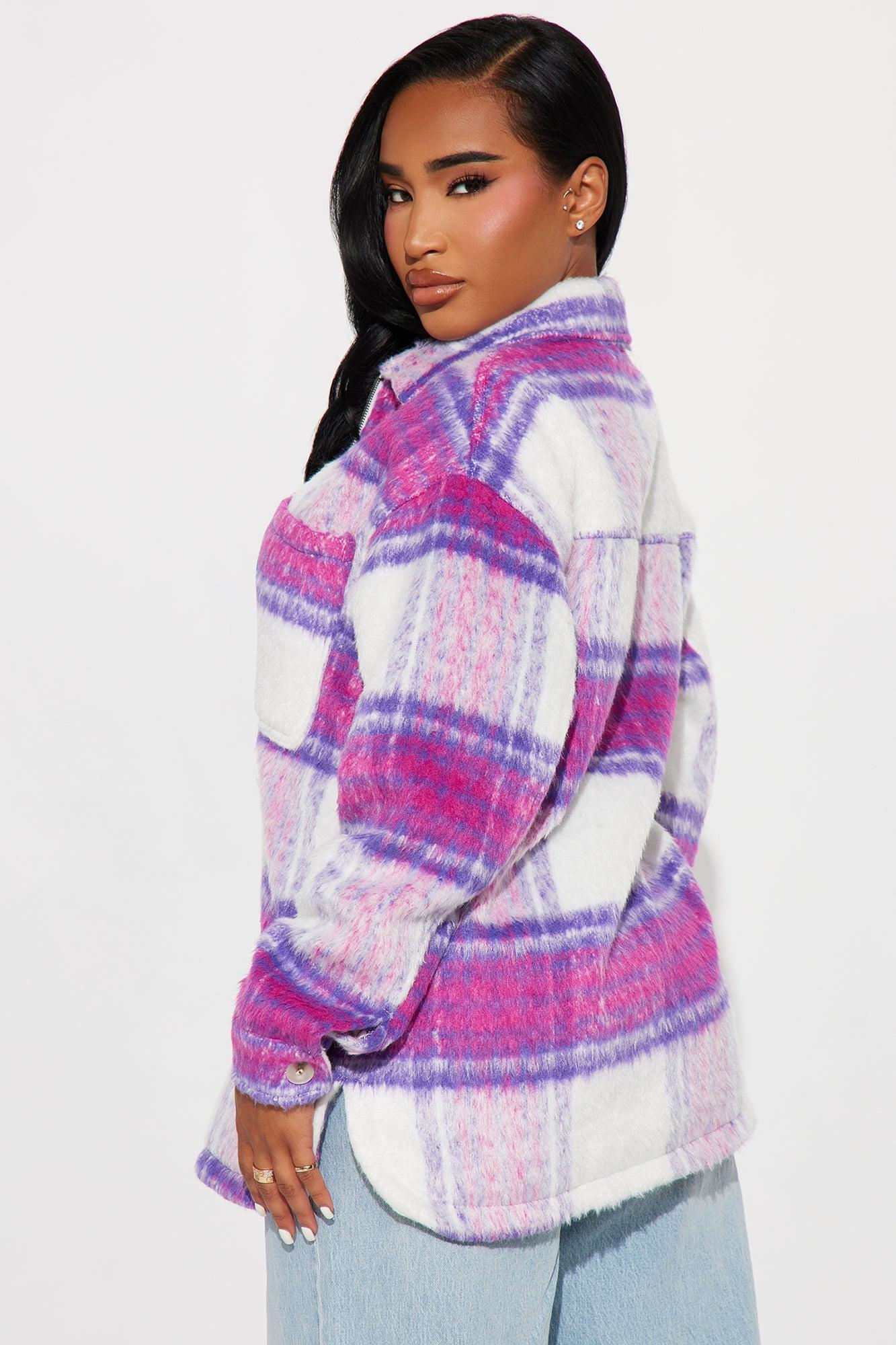Keep It Cute Plaid Jacket - Purple/combo Product Image