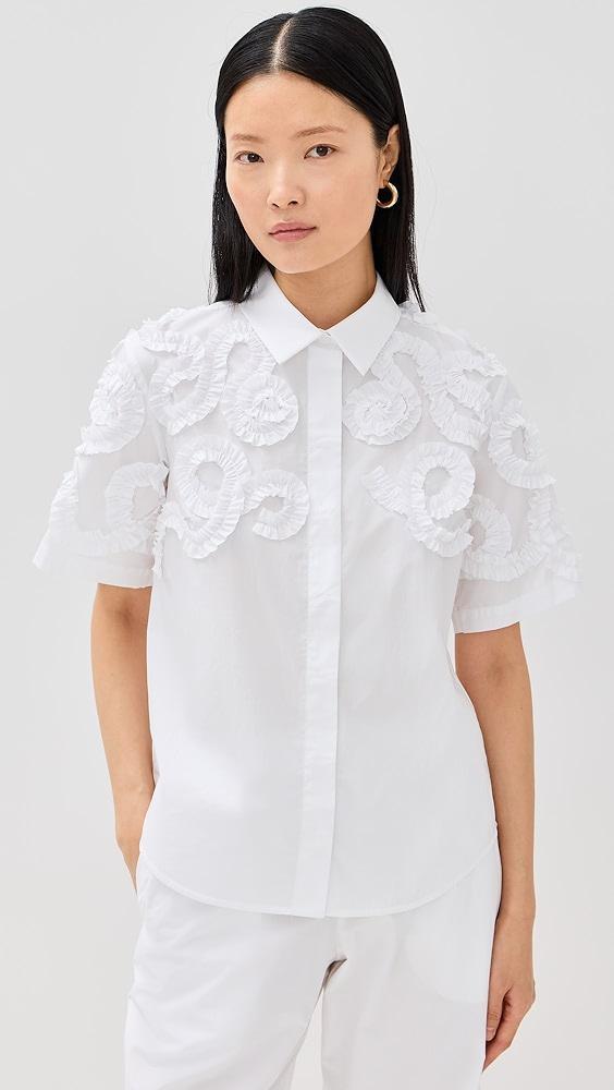 MEIMEIJ Short Sleeve Button Down with Ruffle Details | Shopbop Product Image