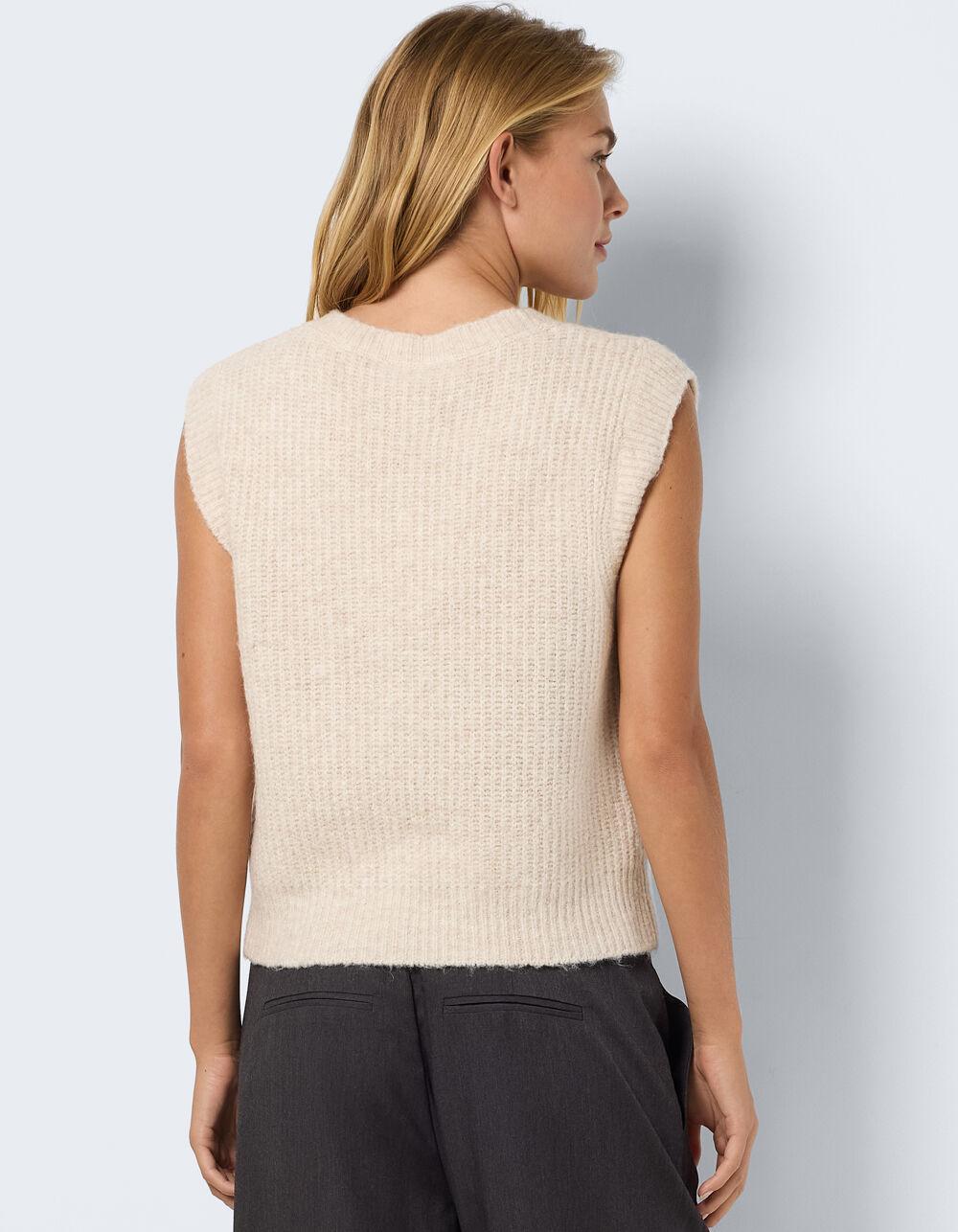 NOISY MAY Junie Womens Sweater Vest - OATMEAL Product Image