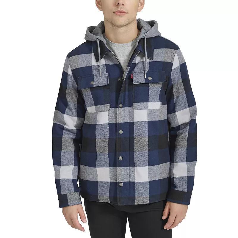 Men's Levi's® Shirt Jacket with Fleece Hood, Size: XXL, Brown Plaid Product Image
