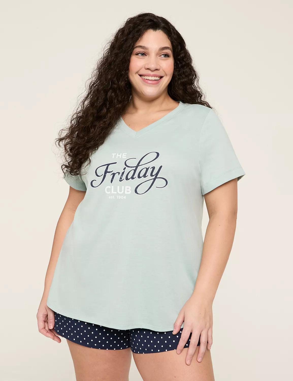 Comfy Cotton V-Neck Tee & Short PJ Set Product Image