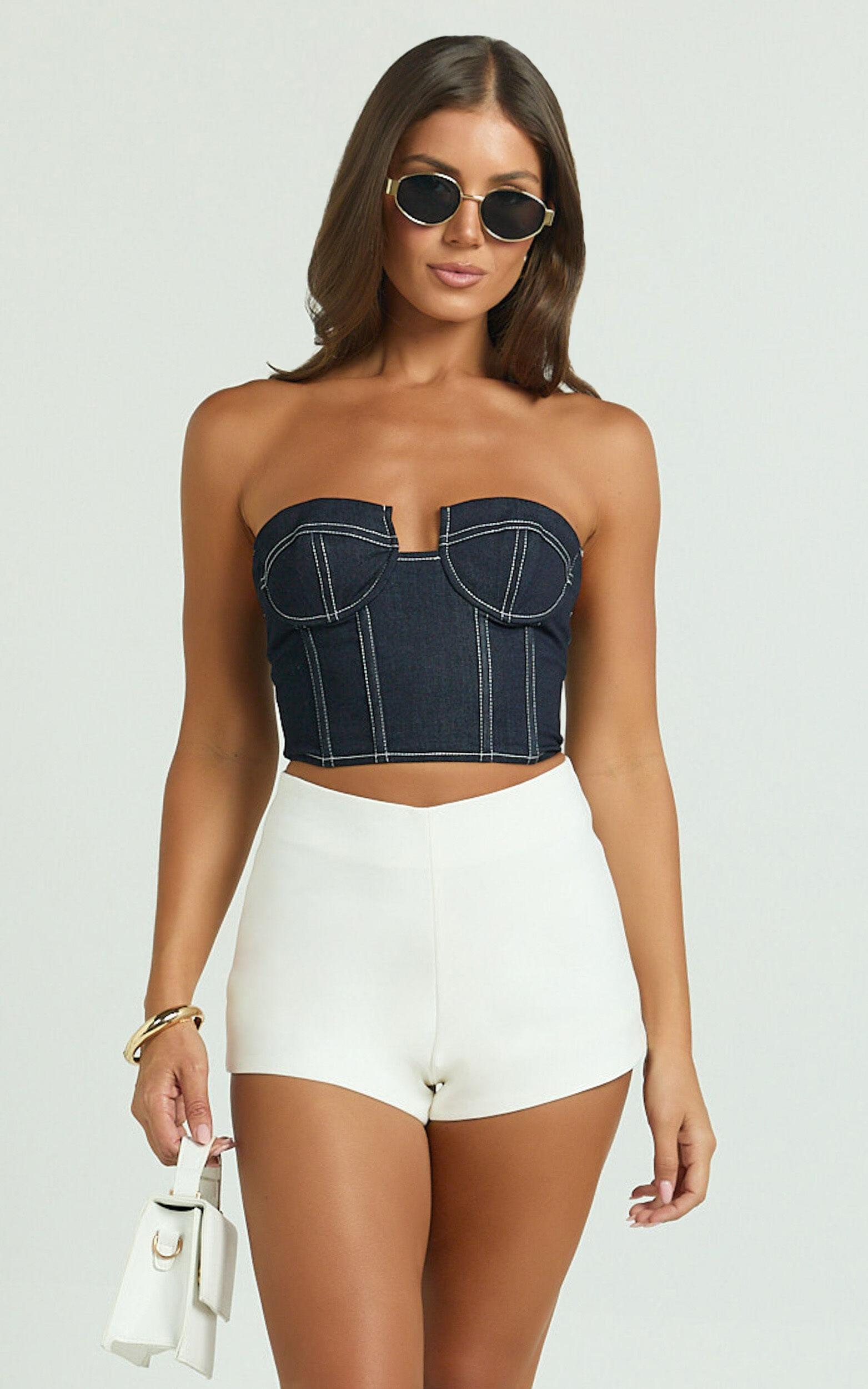 Cassandra Shorts - High Waisted Fitted Micro Shorts in White Product Image