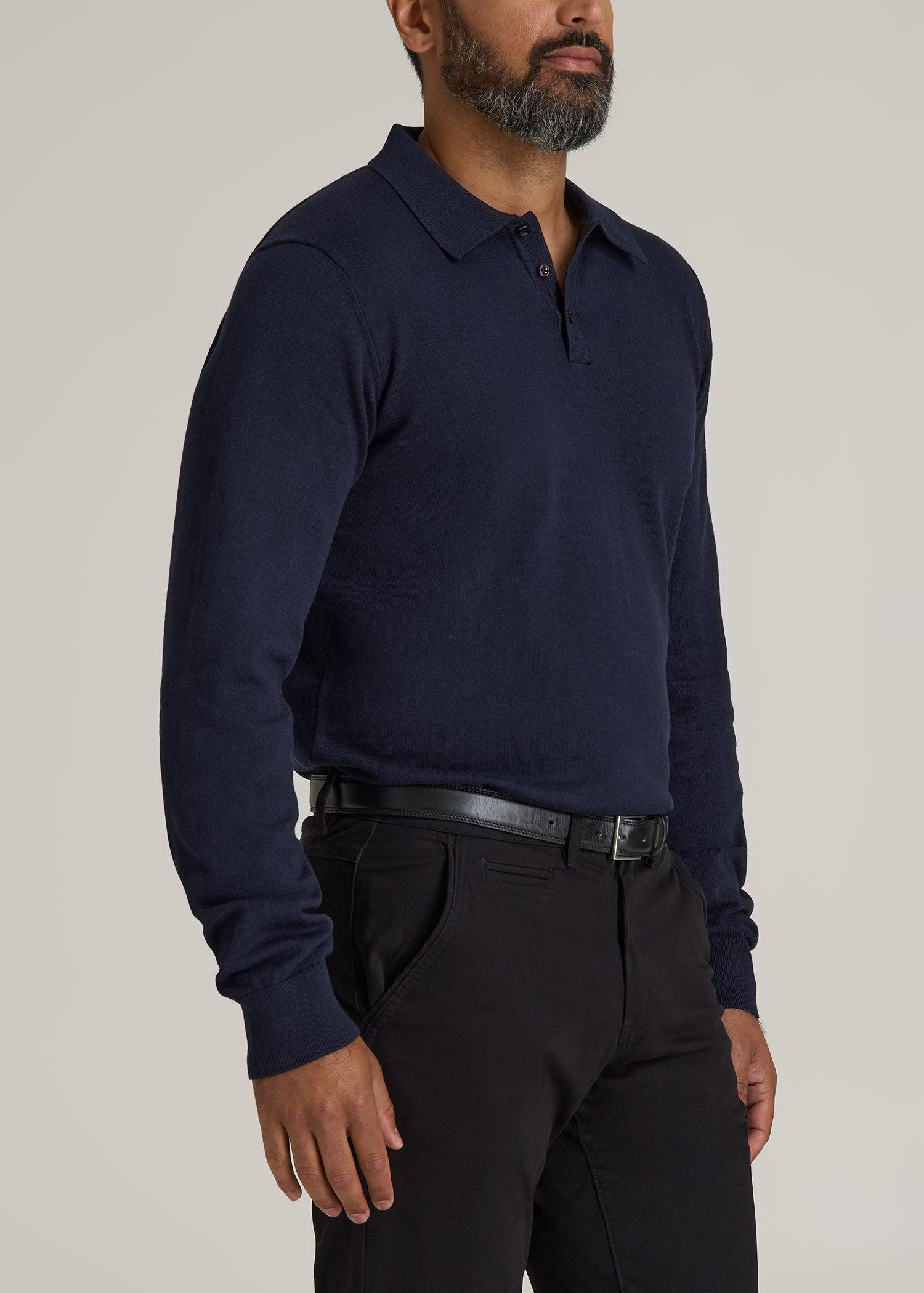 Polo Sweater for Tall Men in Evening Blue Male Product Image
