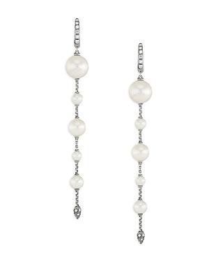 David Yurman Sterling Silver Pearl Cultured Freshwater Pearl & Diamond Drop Earrings Product Image