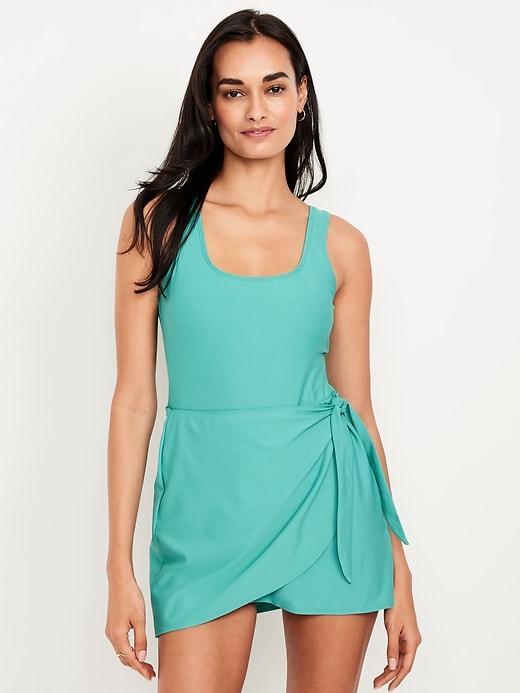 Matte Side-Tie Swim Dress Product Image