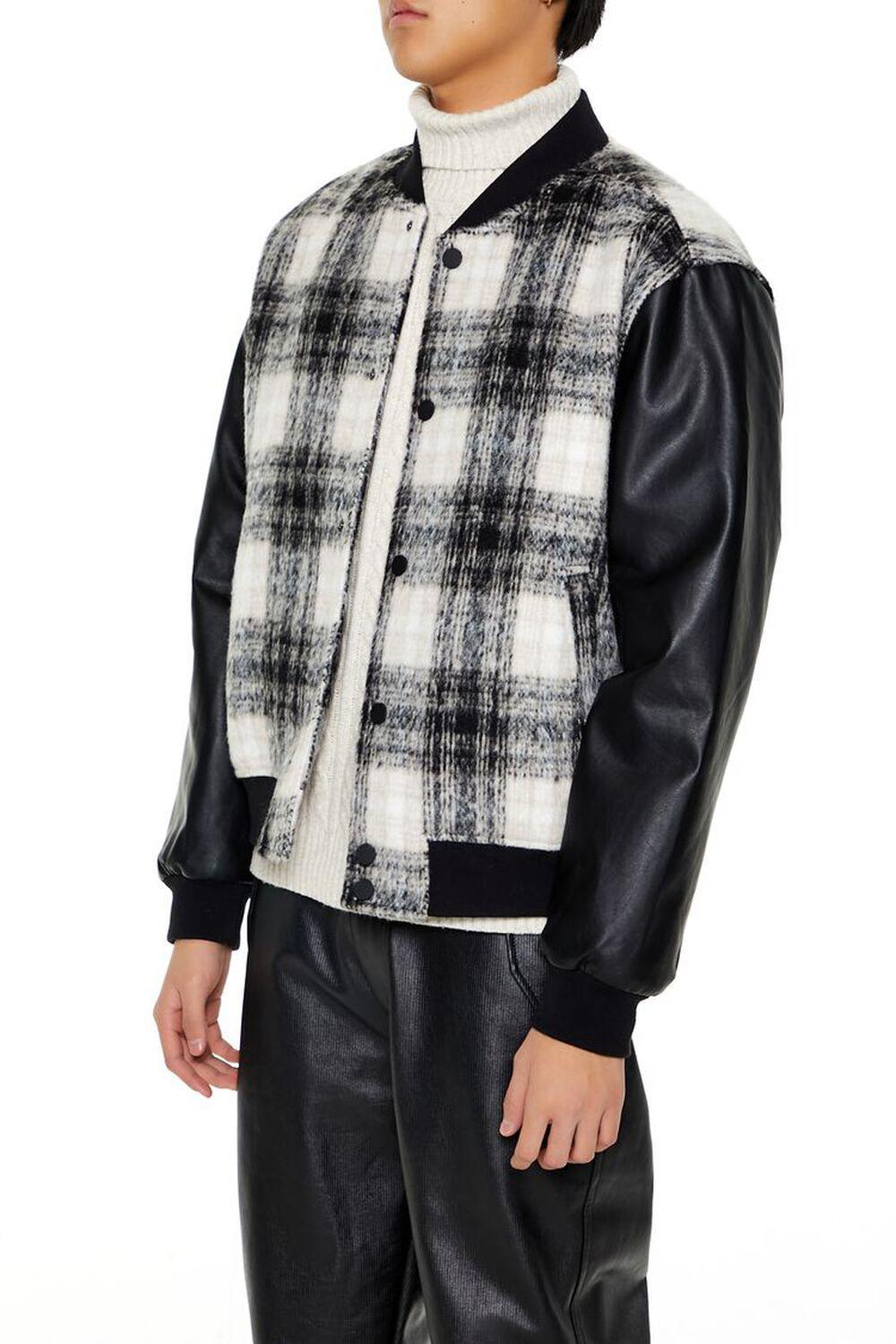 Plaid Faux Leather Bomber Jacket | Forever 21 Product Image