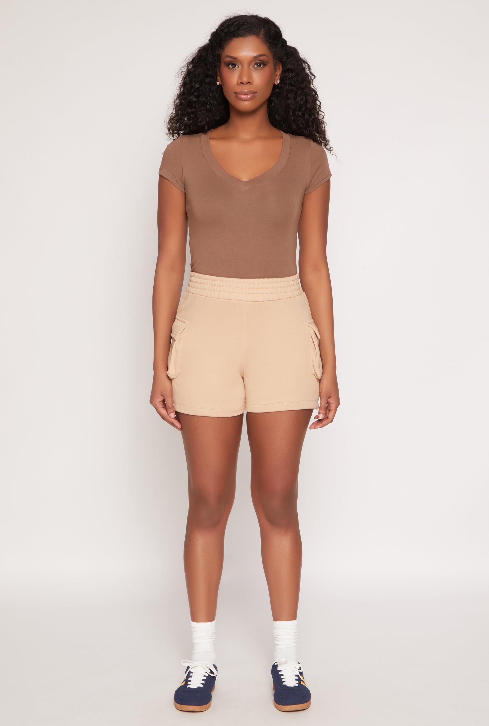 Womens V Neck Basic Short Sleeve Tee Product Image